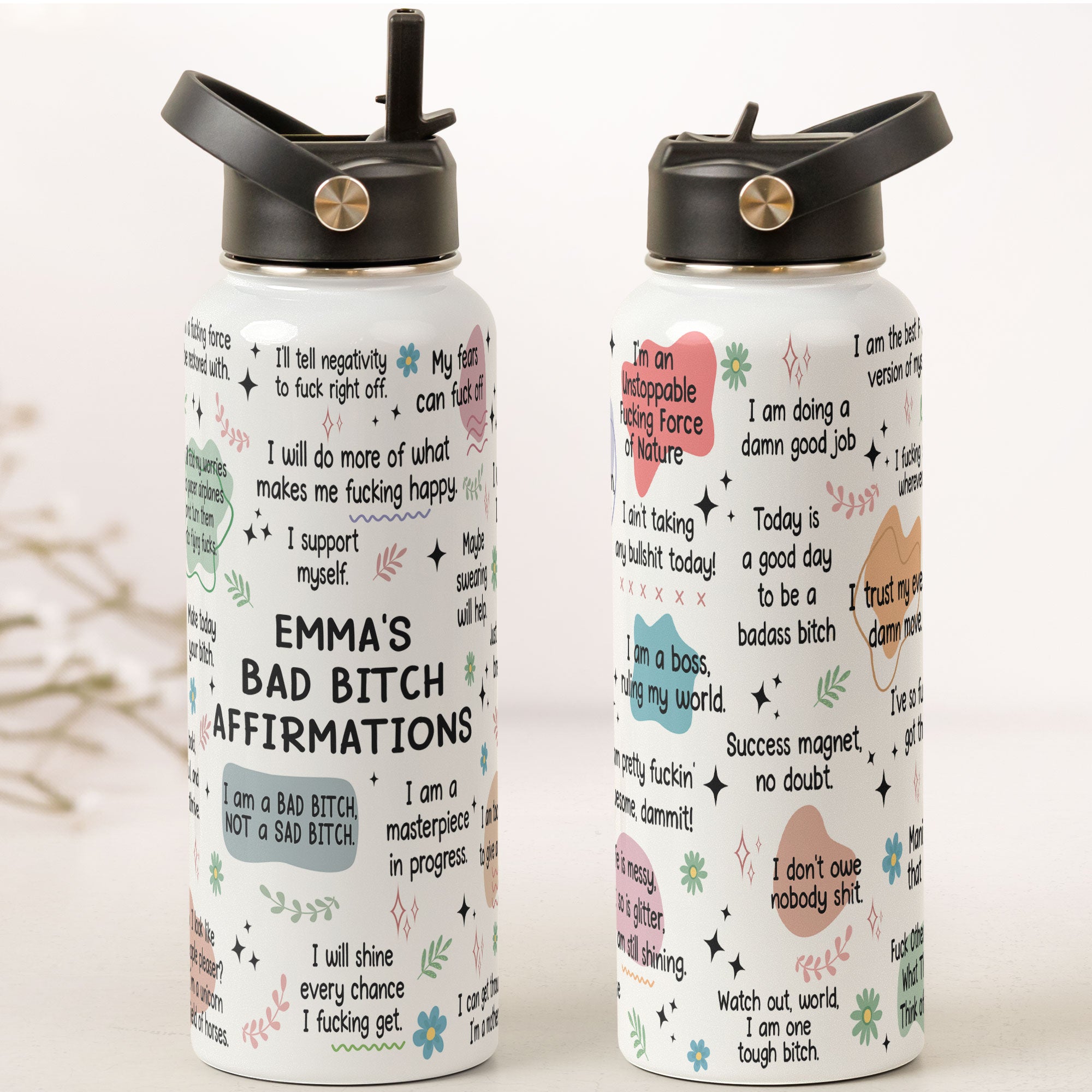 My Bad B*Tch Affirmations - Gifts For Daughter, Friends, Sister, For Me Gift - Personalized Stainless Steel Water Bottle