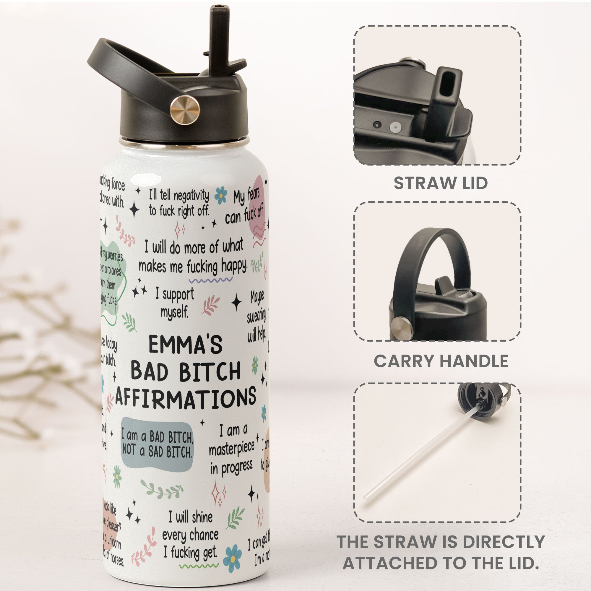 My Bad B*Tch Affirmations - Gifts For Daughter, Friends, Sister, For Me Gift - Personalized Stainless Steel Water Bottle