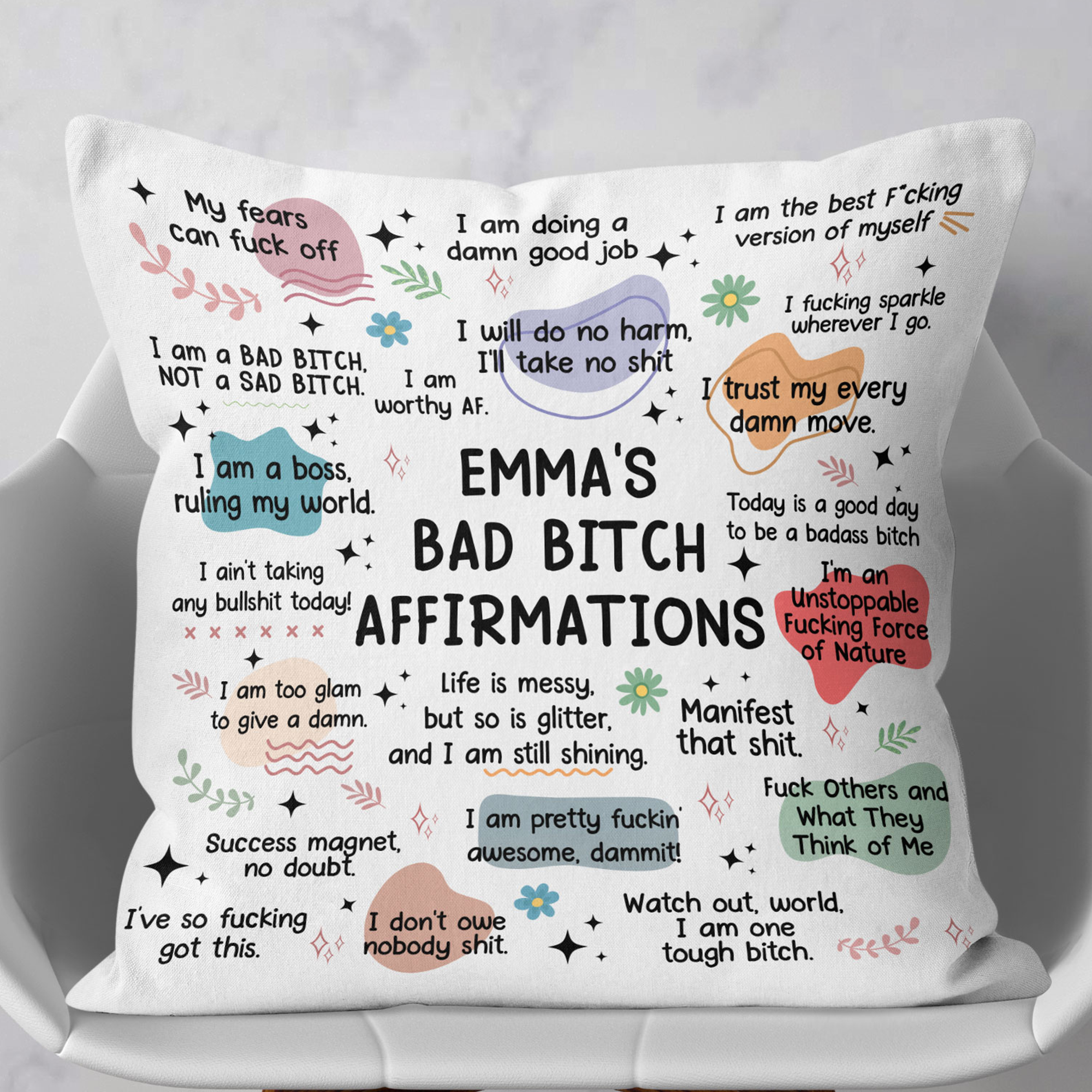 My Badass Affirmations Pillow - Self Gift, Gifts For Daughter, Friends - Personalized Pillow (Insert Included)