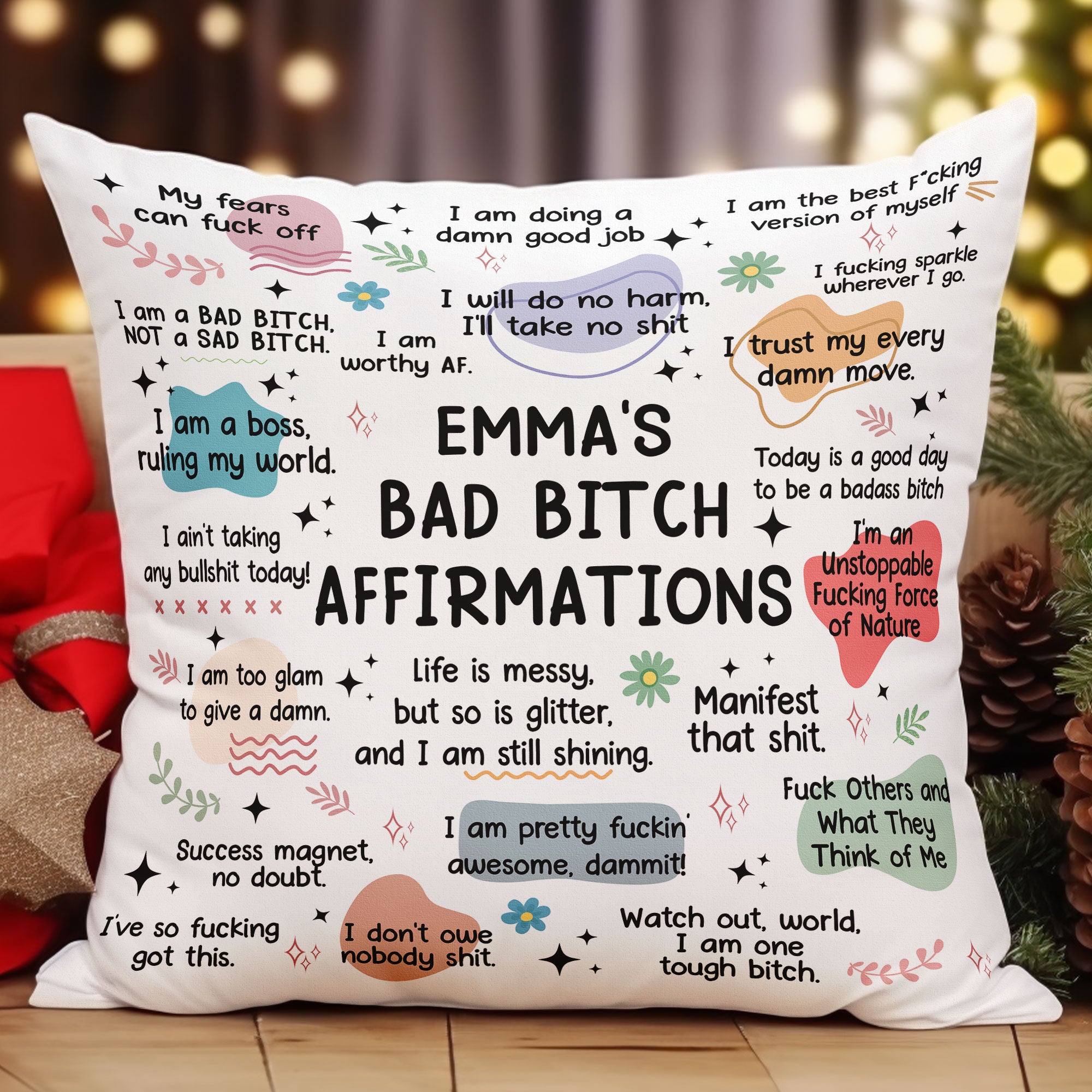 My Badass Affirmations Pillow - Self Gift, Gifts For Daughter, Friends - Personalized Pillow (Insert Included)