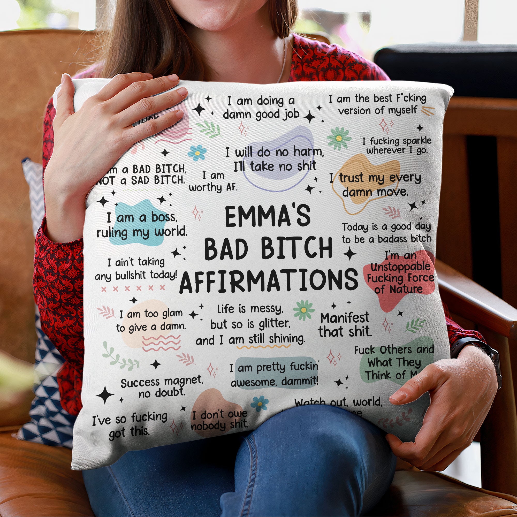 My Badass Affirmations Pillow - Self Gift, Gifts For Daughter, Friends - Personalized Pillow (Insert Included)