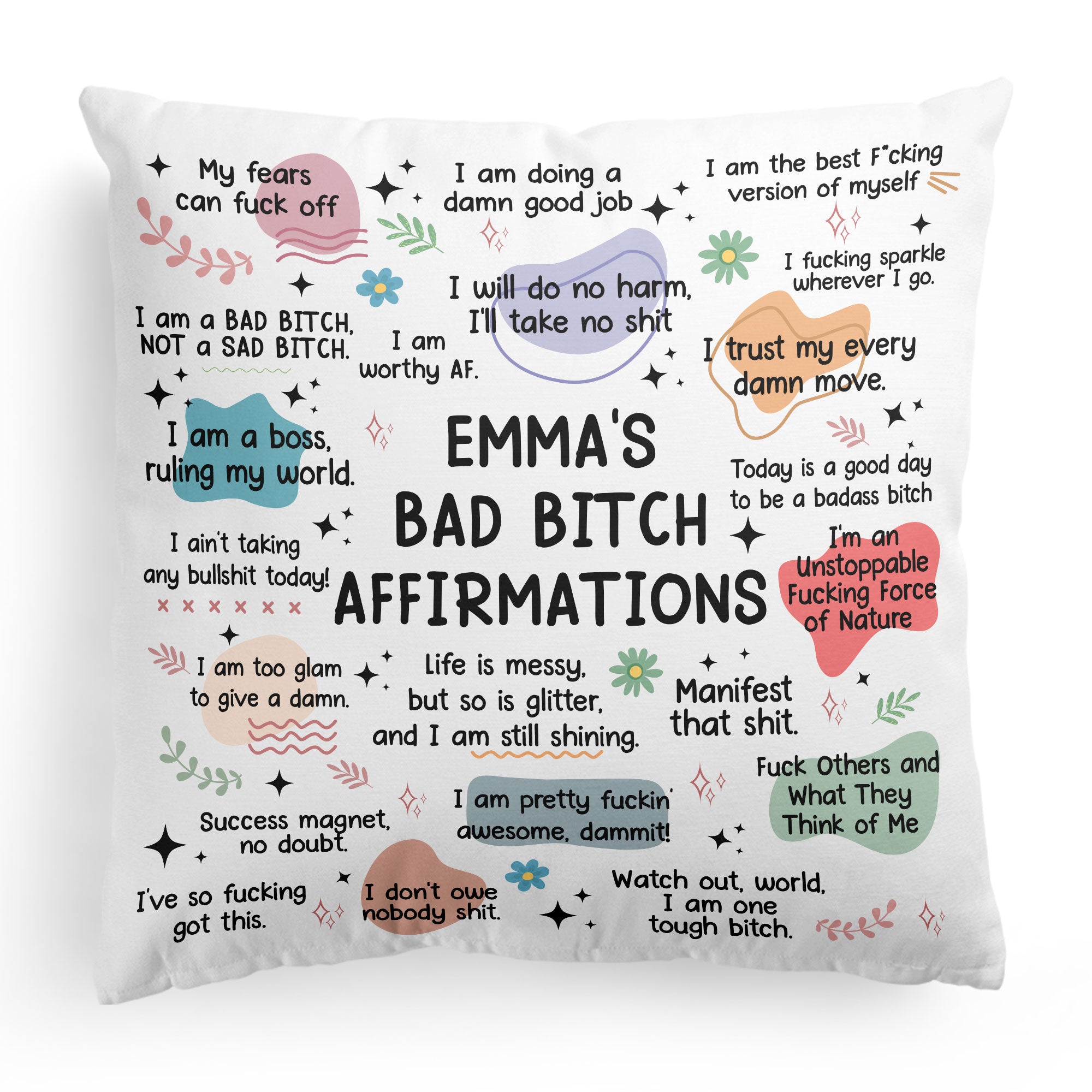 My Badass Affirmations Pillow - Self Gift, Gifts For Daughter, Friends - Personalized Pillow (Insert Included)