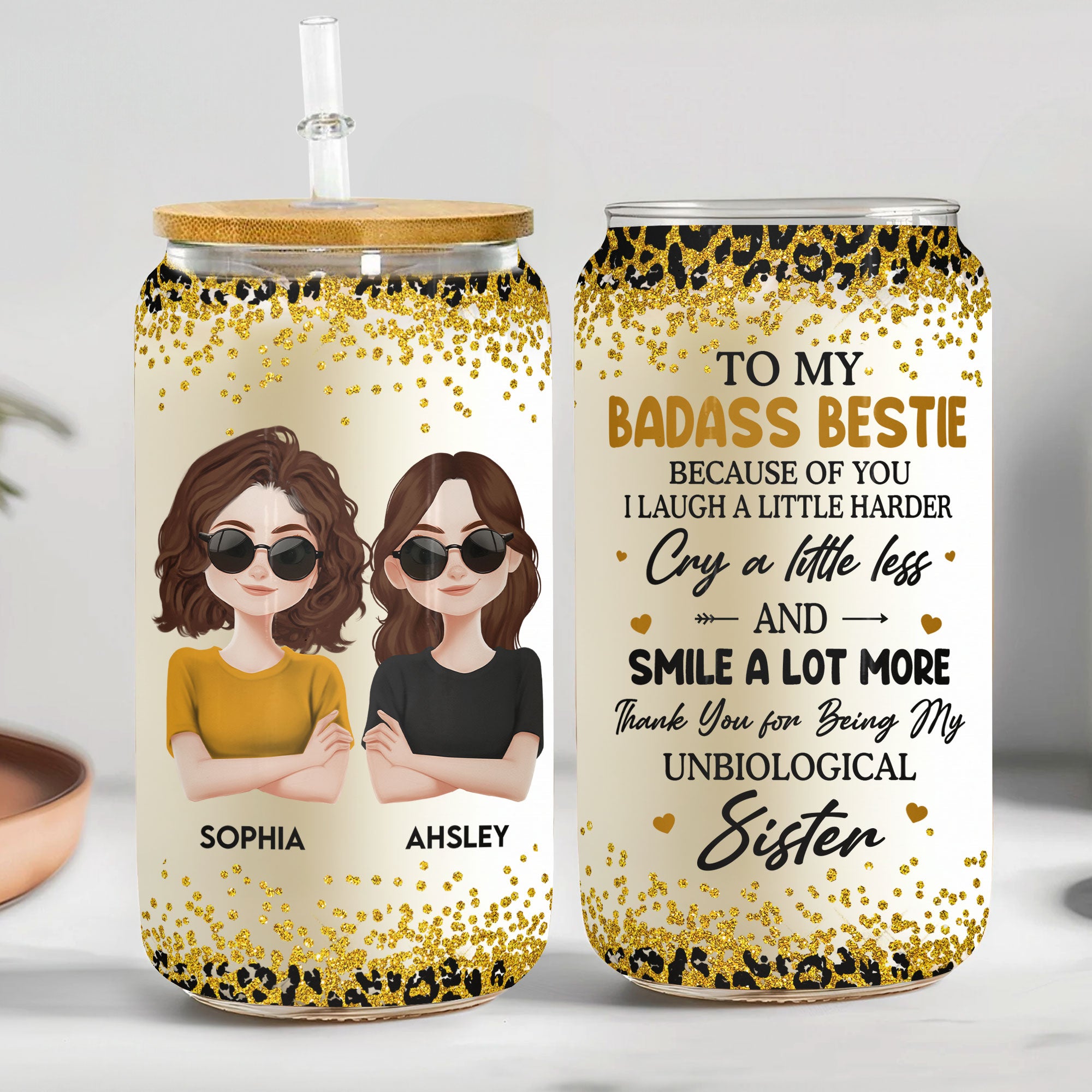 My Badass Bestie - New Version - Personalized Clear Glass Cup