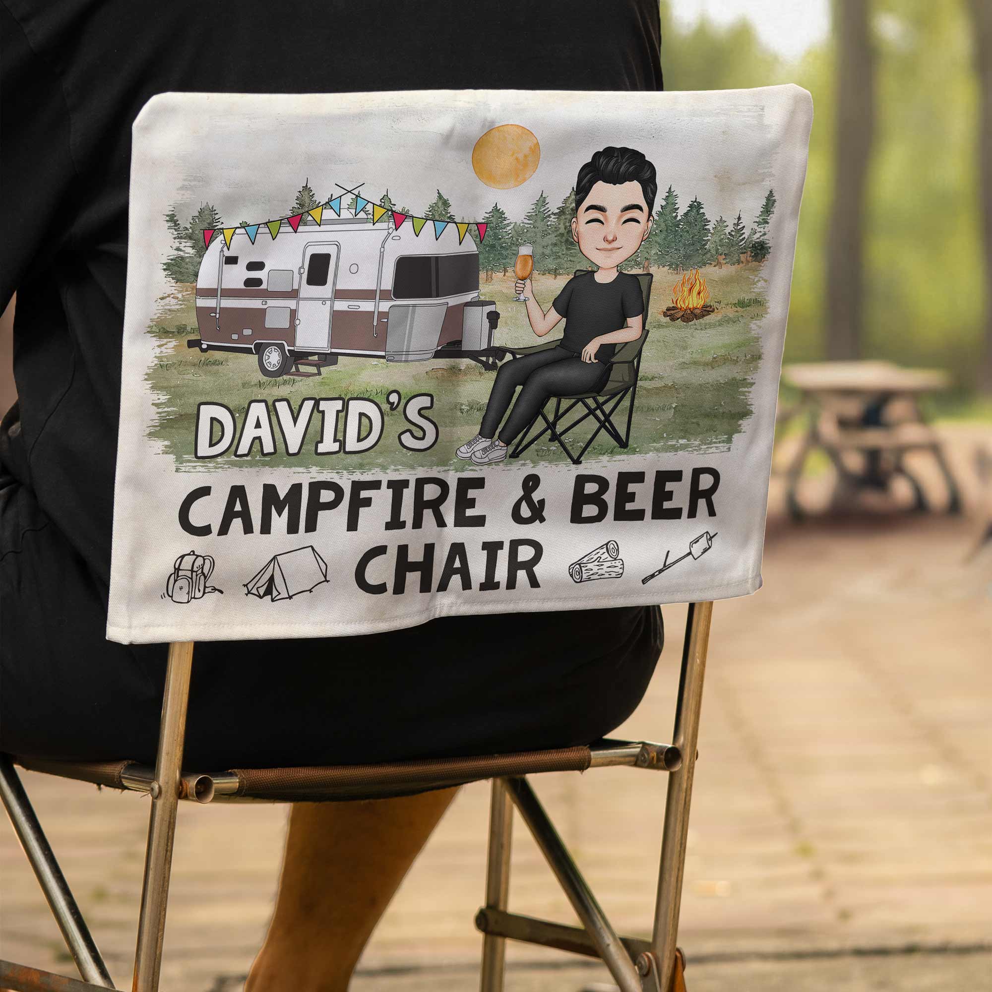 My Campfire And Coffee Chair - Personalized Folding Chair Cover