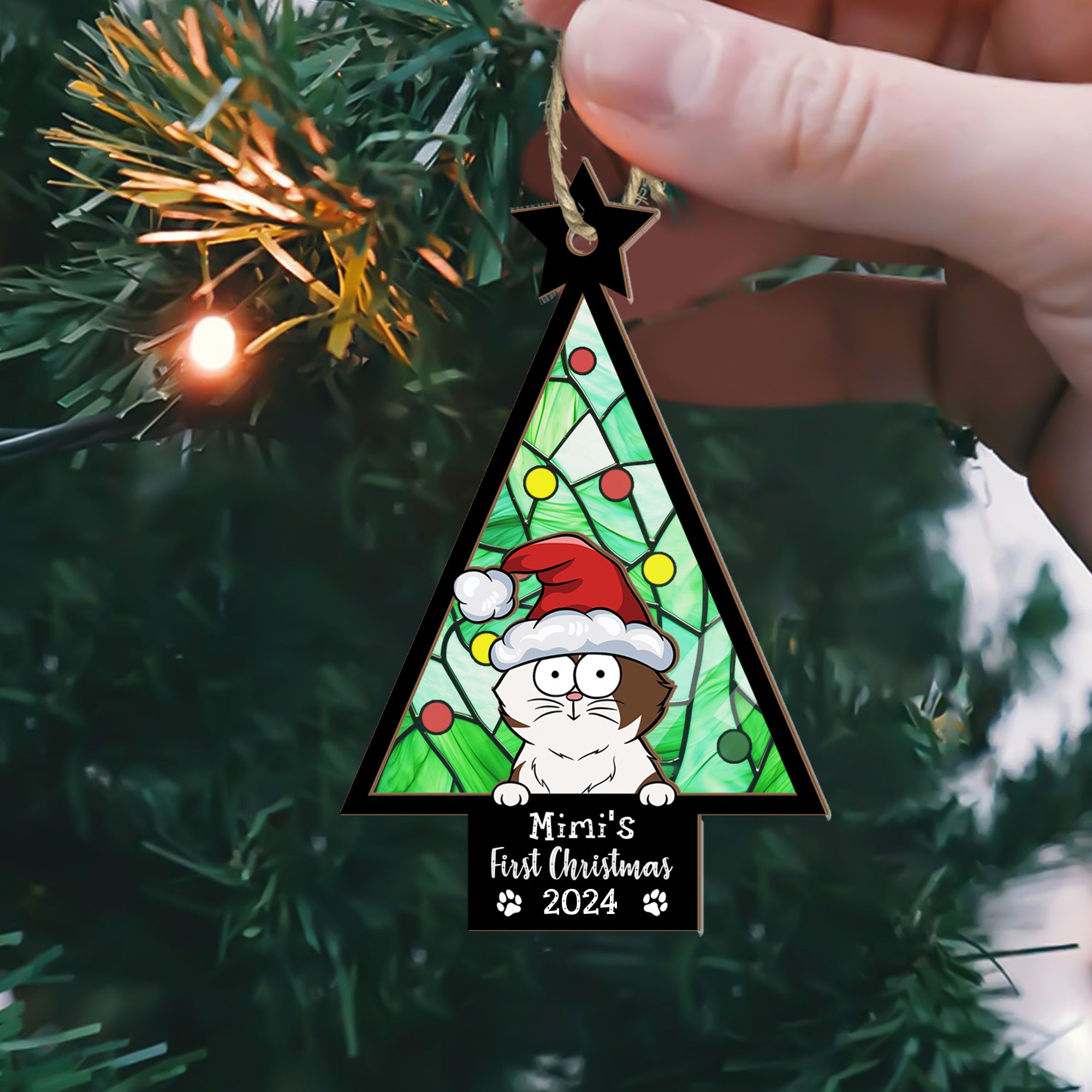 My Cat First Christmas - Personalized Suncatcher Ornament