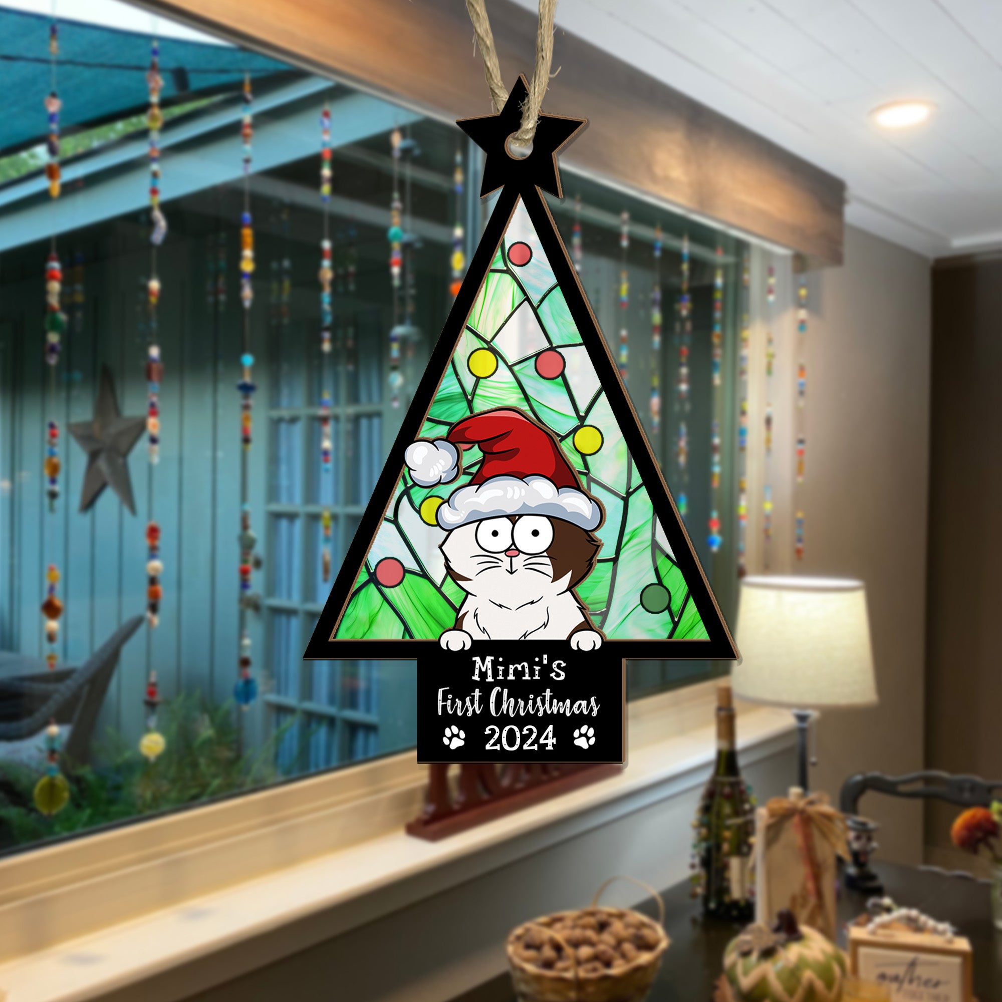 My Cat First Christmas - Personalized Suncatcher Ornament