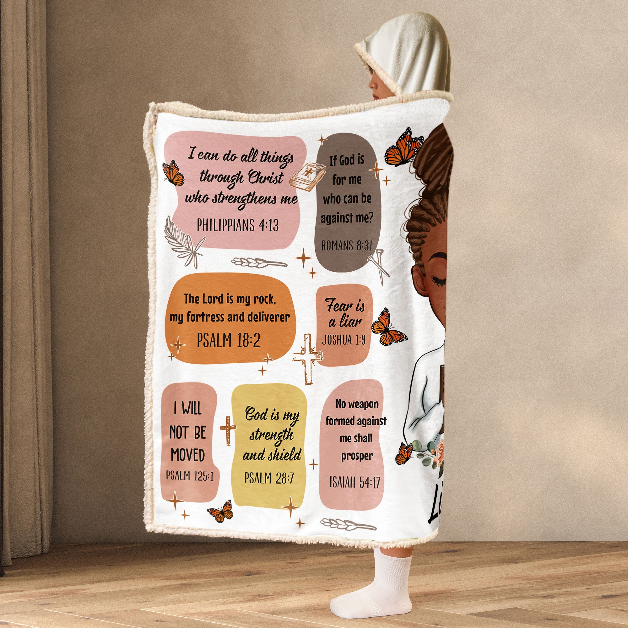 My Christian Bible Verse Affirmations Blanket - Gifts For Daughter, Women - Personalized Wearable Blanket Hoodie