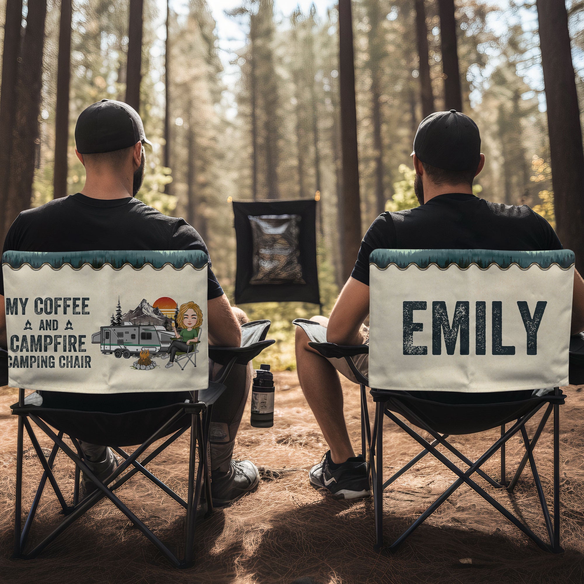 My Coffee And Campfire Camping Chair - Personalized Folding Chair Cover