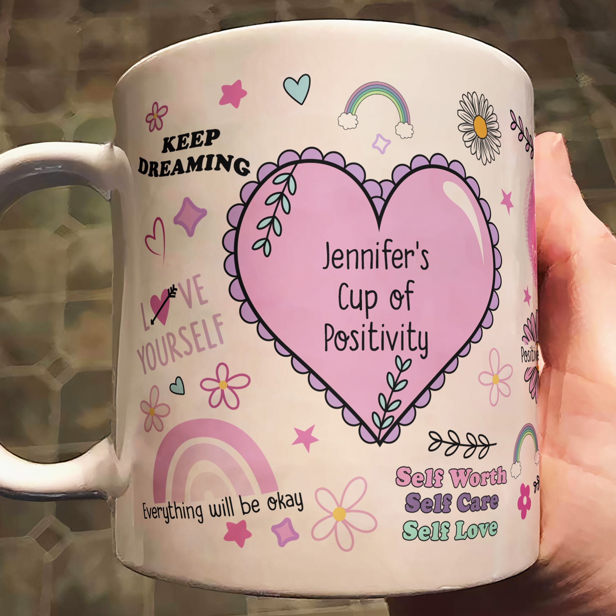 My Cup Of Positivity Custom Name Mug - Personalized Mug