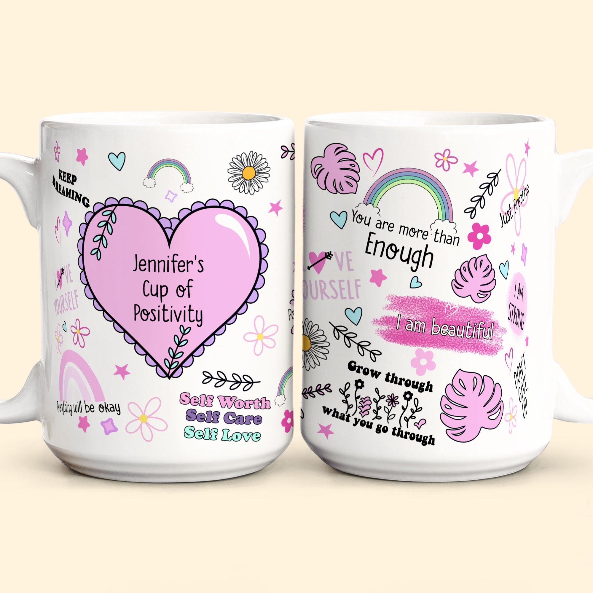 My Cup Of Positivity Custom Name Mug - Personalized Mug