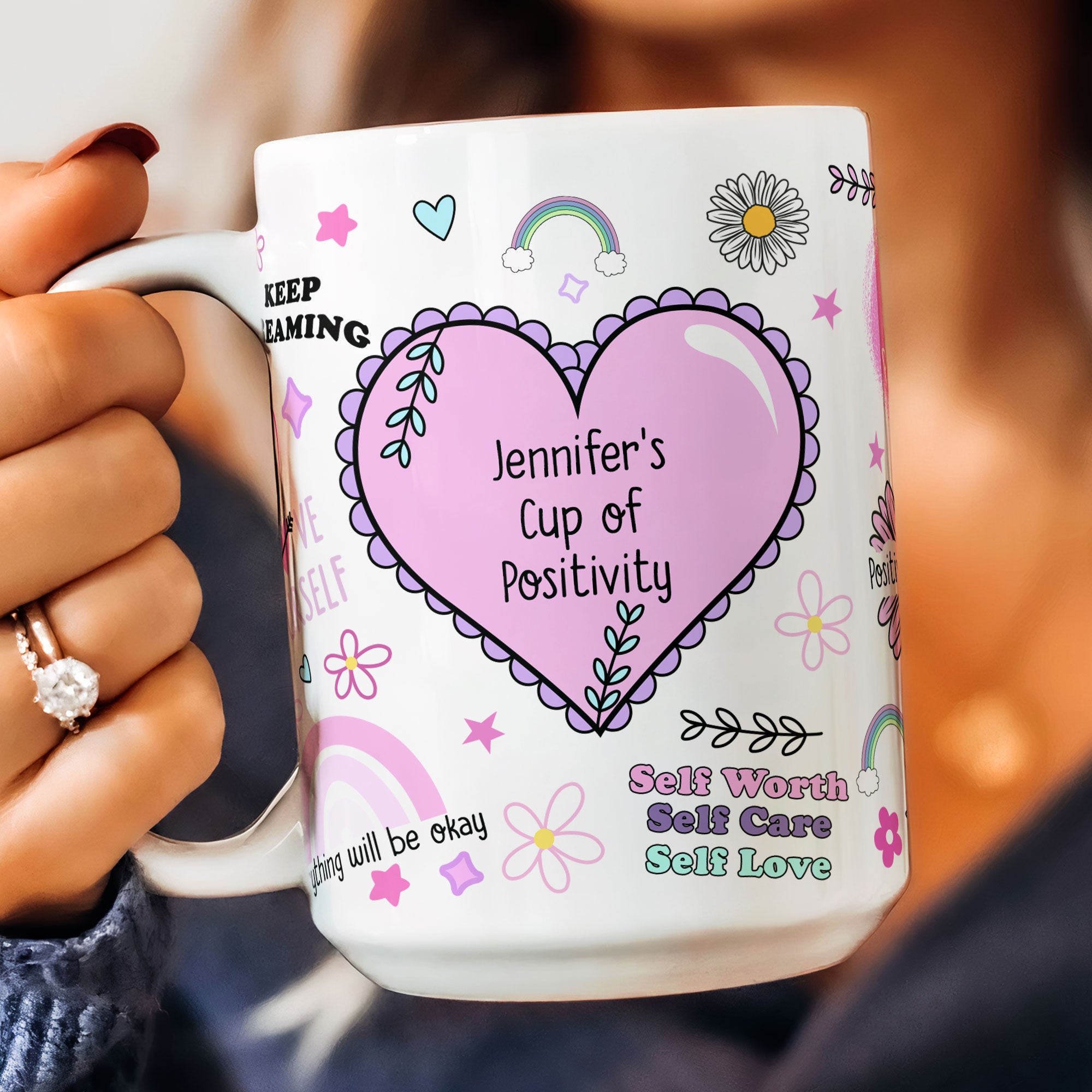 My Cup Of Positivity Custom Name Mug - Personalized Mug