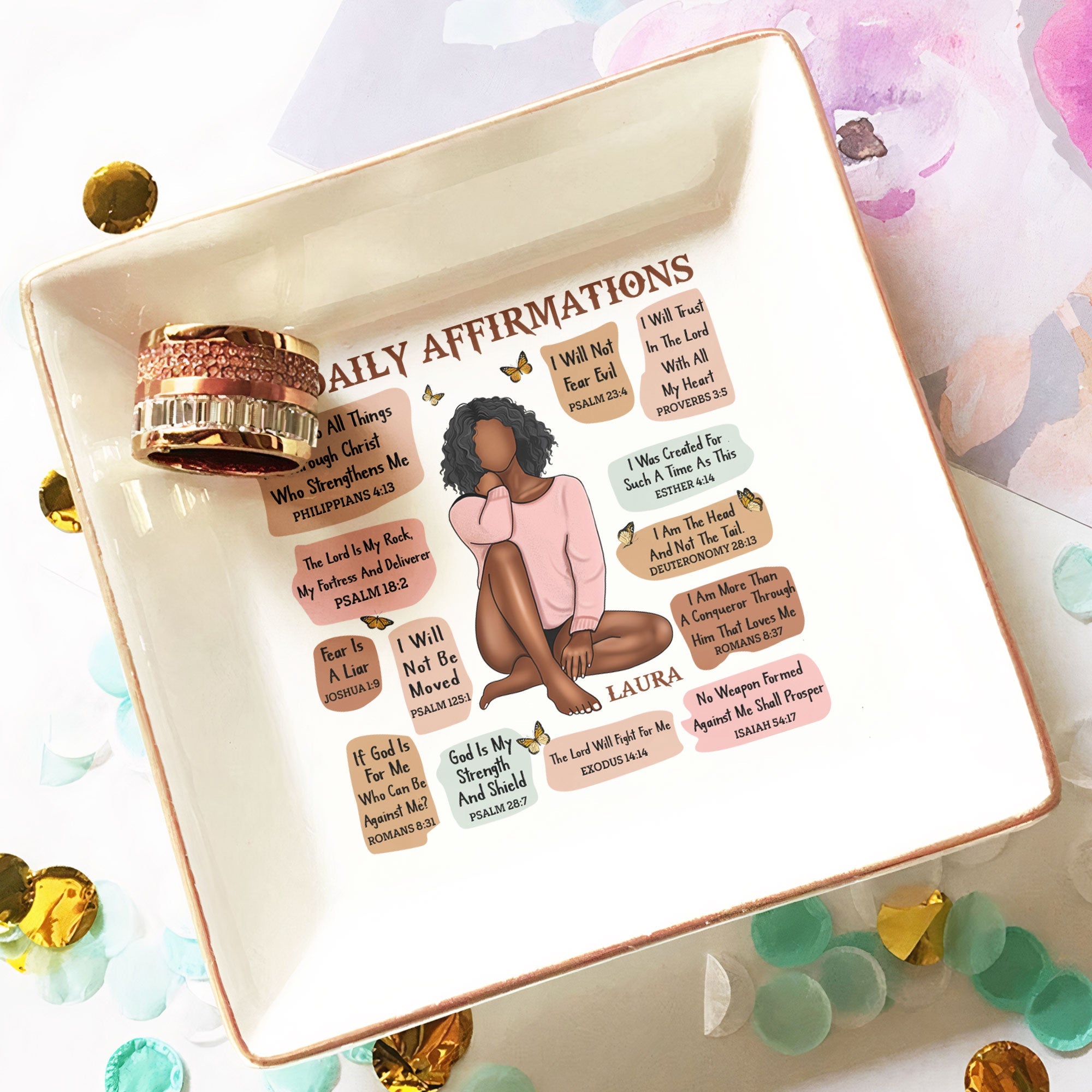 My Daily Affirmation Christian Bible Verse - Personalized Jewelry Dish