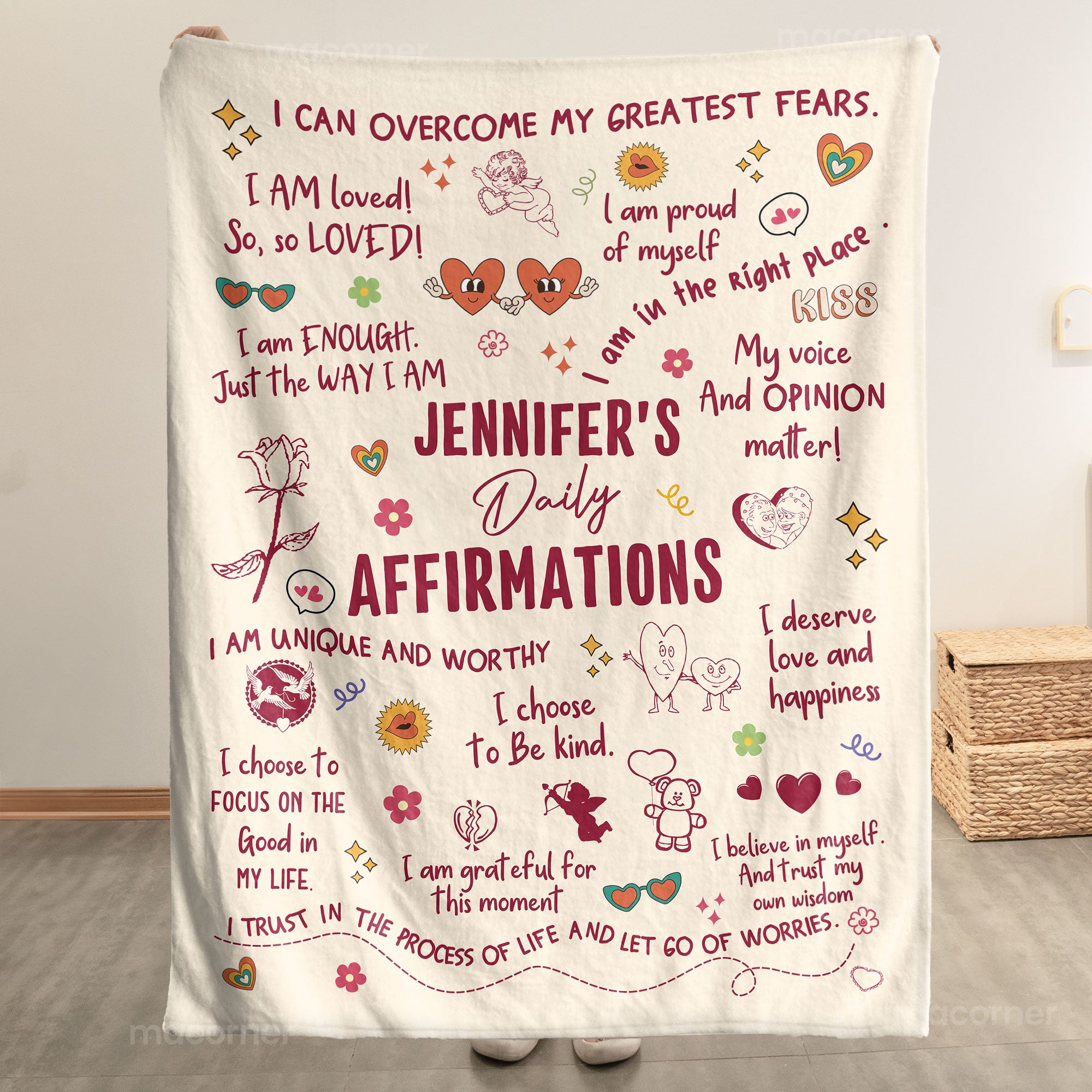 My Daily Affirmation Retro Style - Personalized Blanket