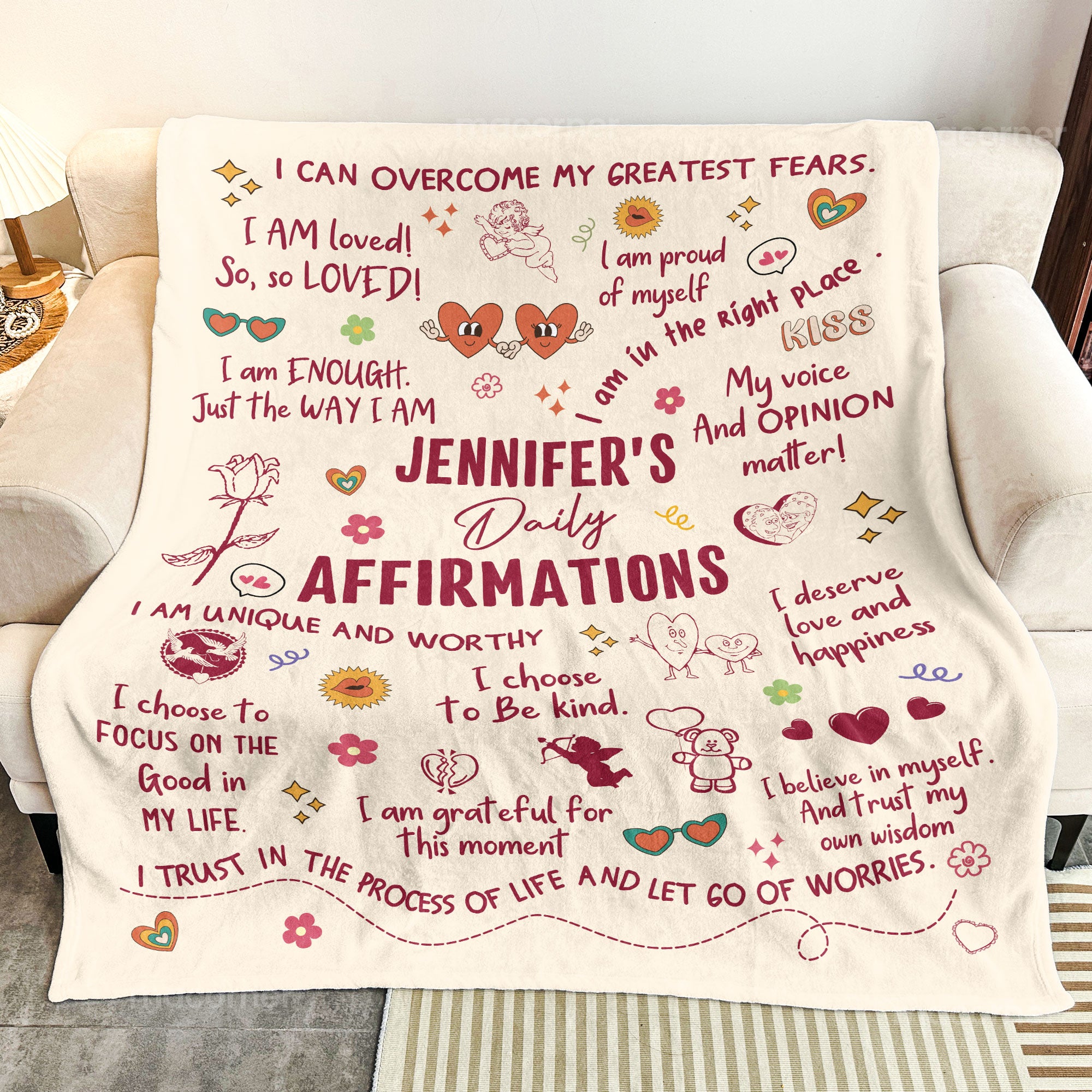 My Daily Affirmation Retro Style - Personalized Blanket