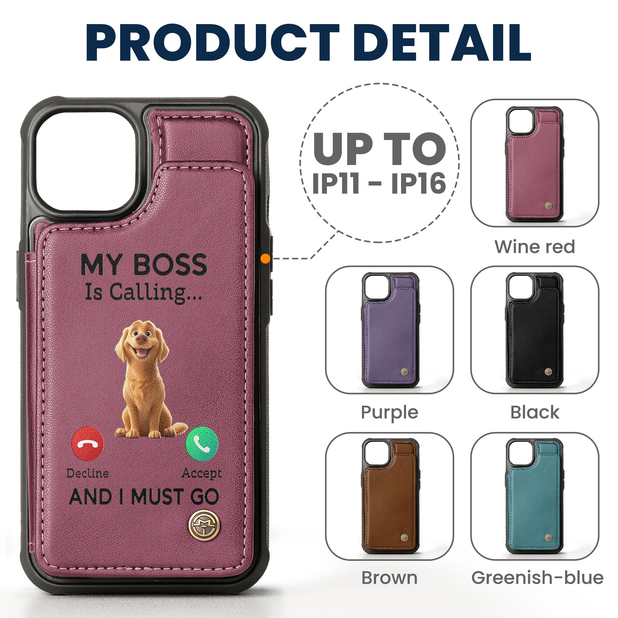 My Dog Boss Is Calling... And I Must Go - Personalized Leather Flip Wallet Phone Case