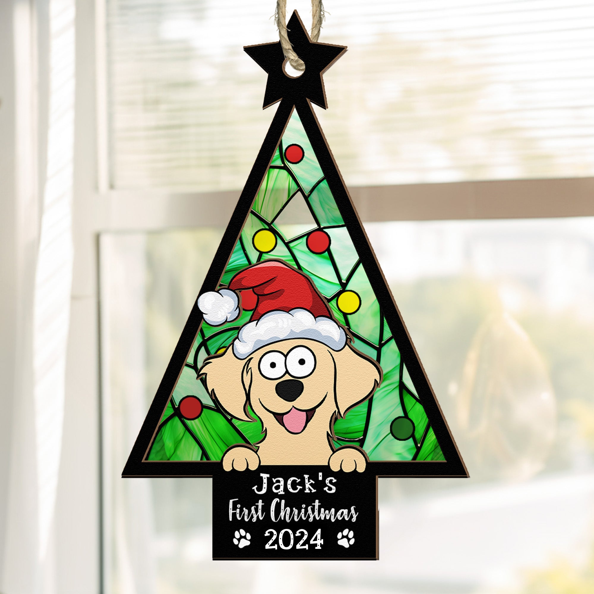 My Dog First Christmas - Personalized Suncatcher Ornament