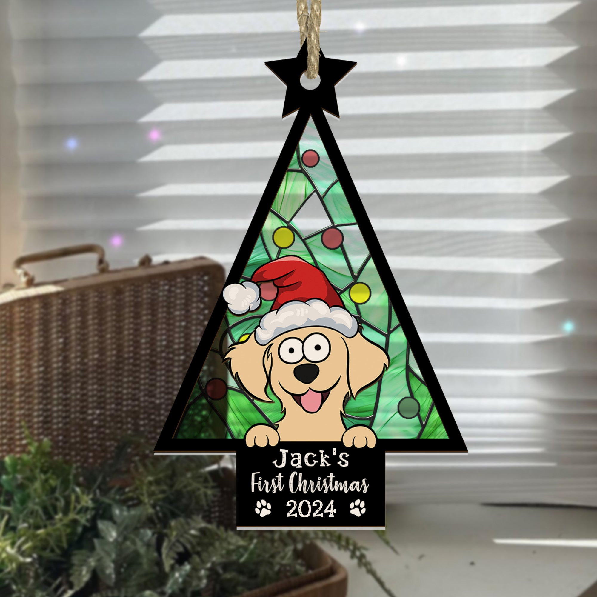 My Dog First Christmas - Personalized Suncatcher Ornament