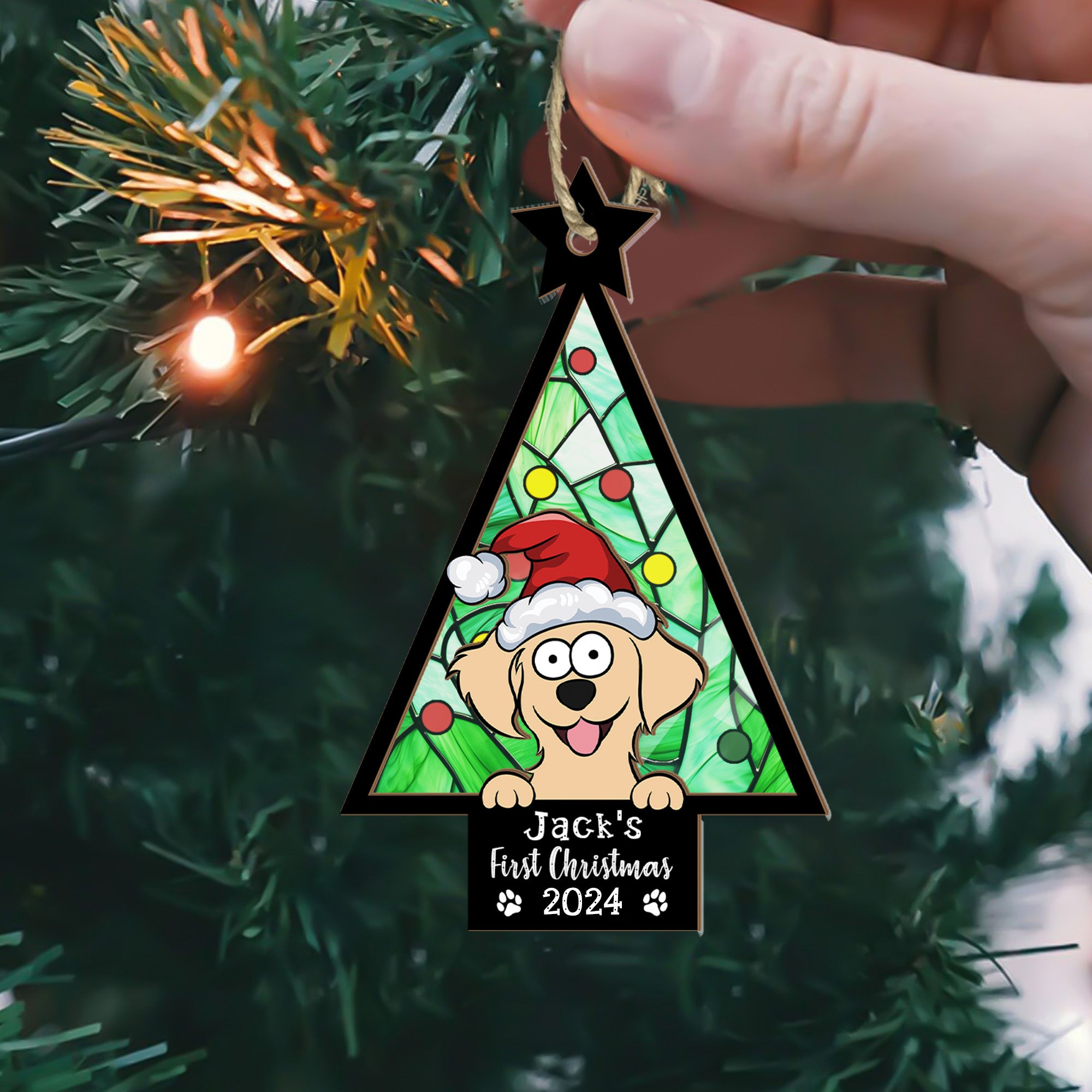 My Dog First Christmas - Personalized Suncatcher Ornament