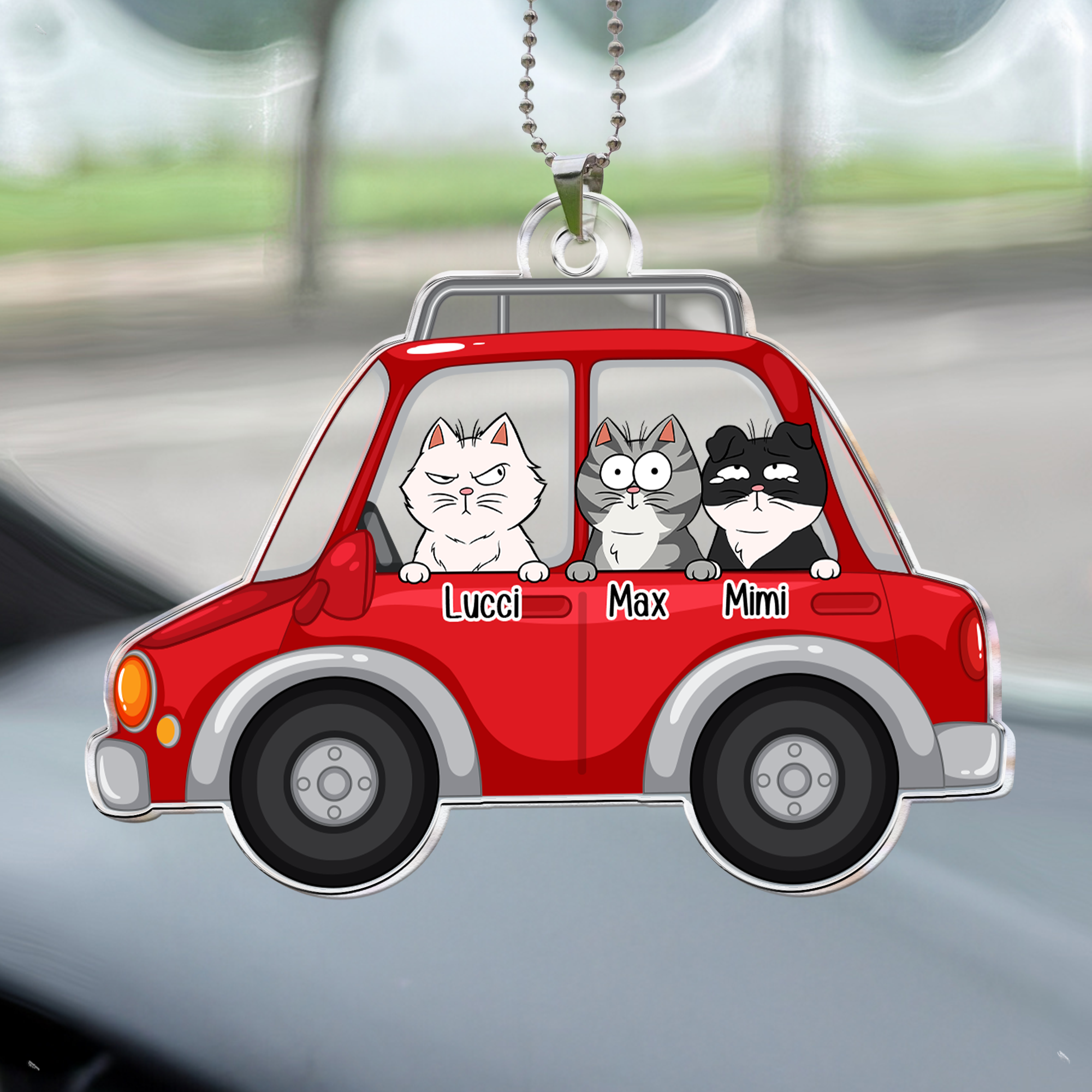 My Dogs And Cats In The Car - Personalized Rear View Mirror Accessory