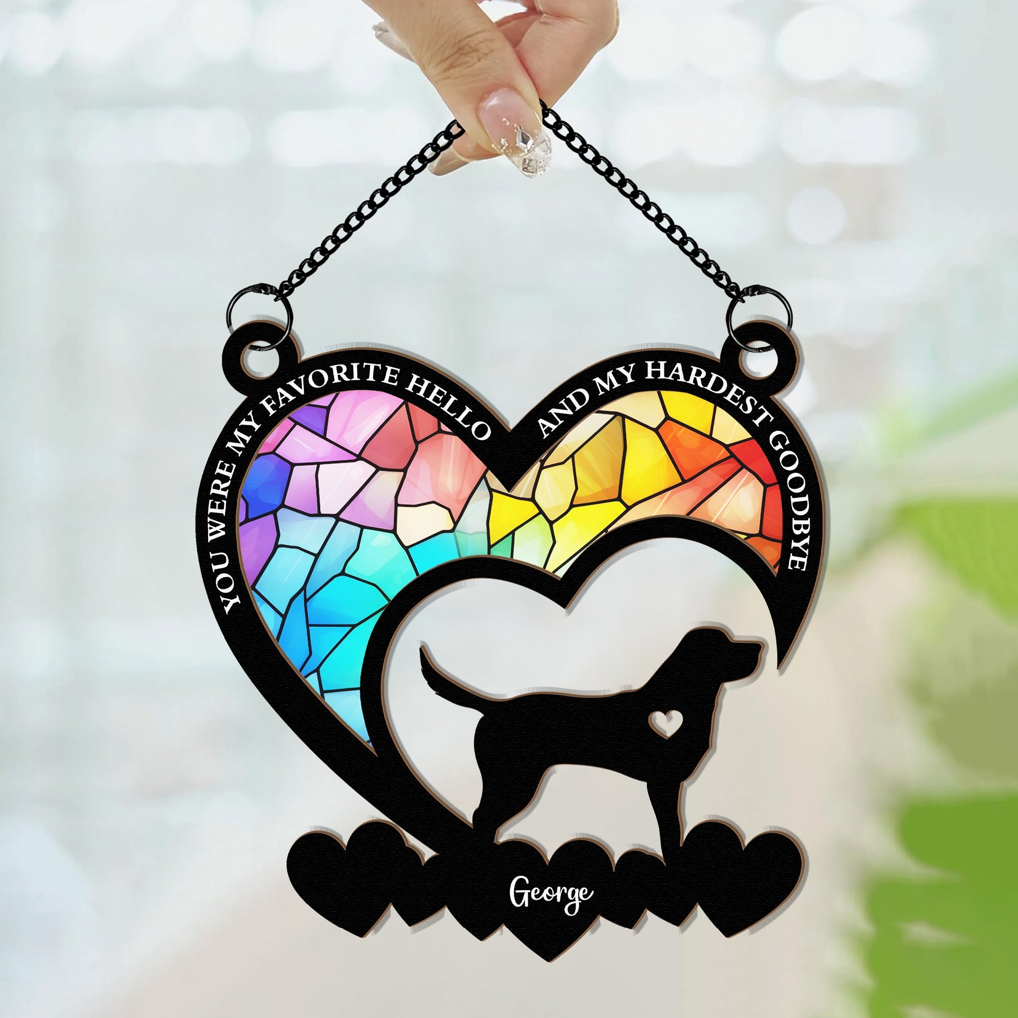 My Favorite Hello And My Hardest Goodbye - Personalized Window Hanging Suncatcher Ornament