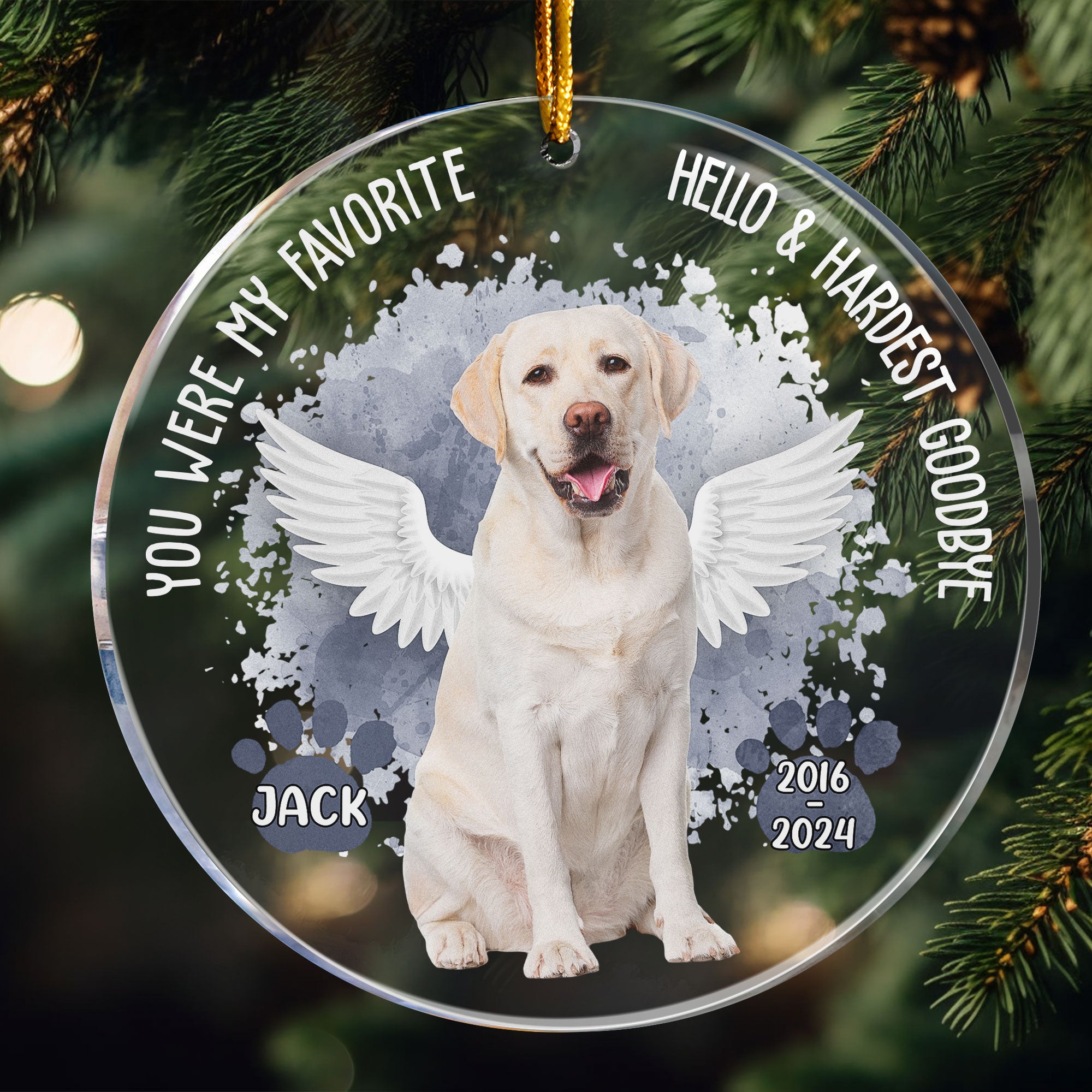 My Favorite Hello & Hardest Goodbye - Personalized Acrylic Photo Ornament