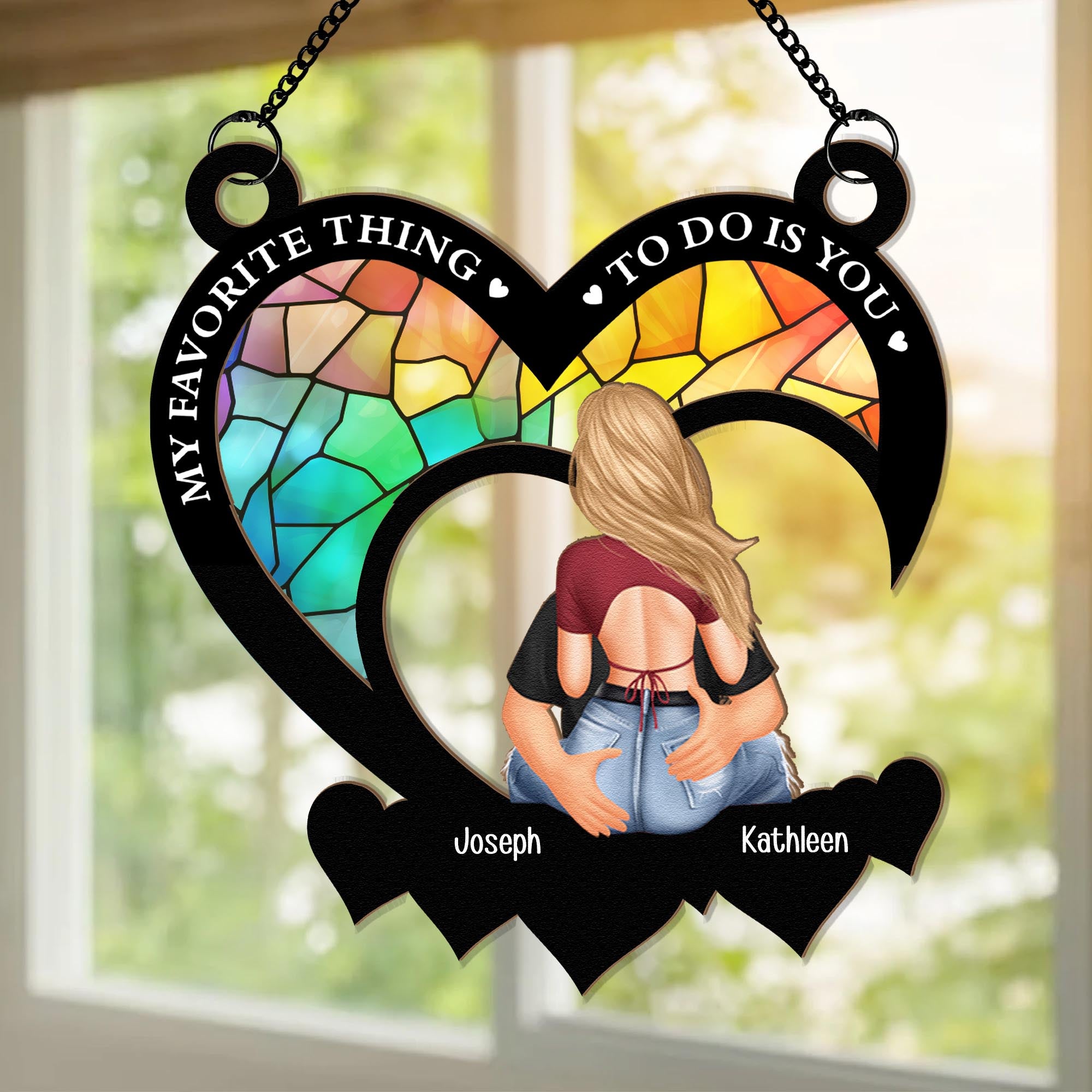 My Favorite Thing To Do Is You - Personalized Window Hanging Suncatcher Ornament