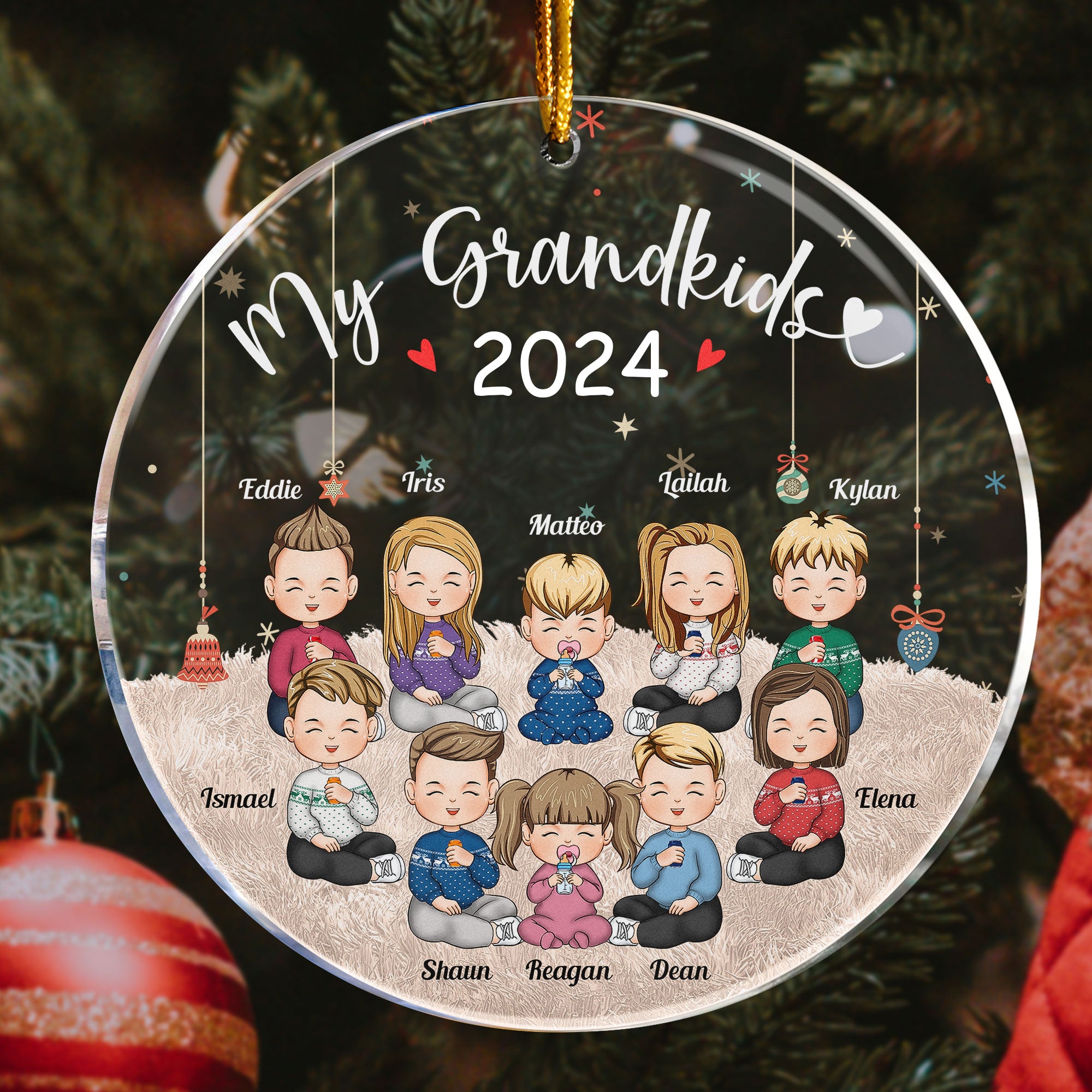 My Grandkids 2024 - Up To 16 Kids - Personalized Grandkid Ornament