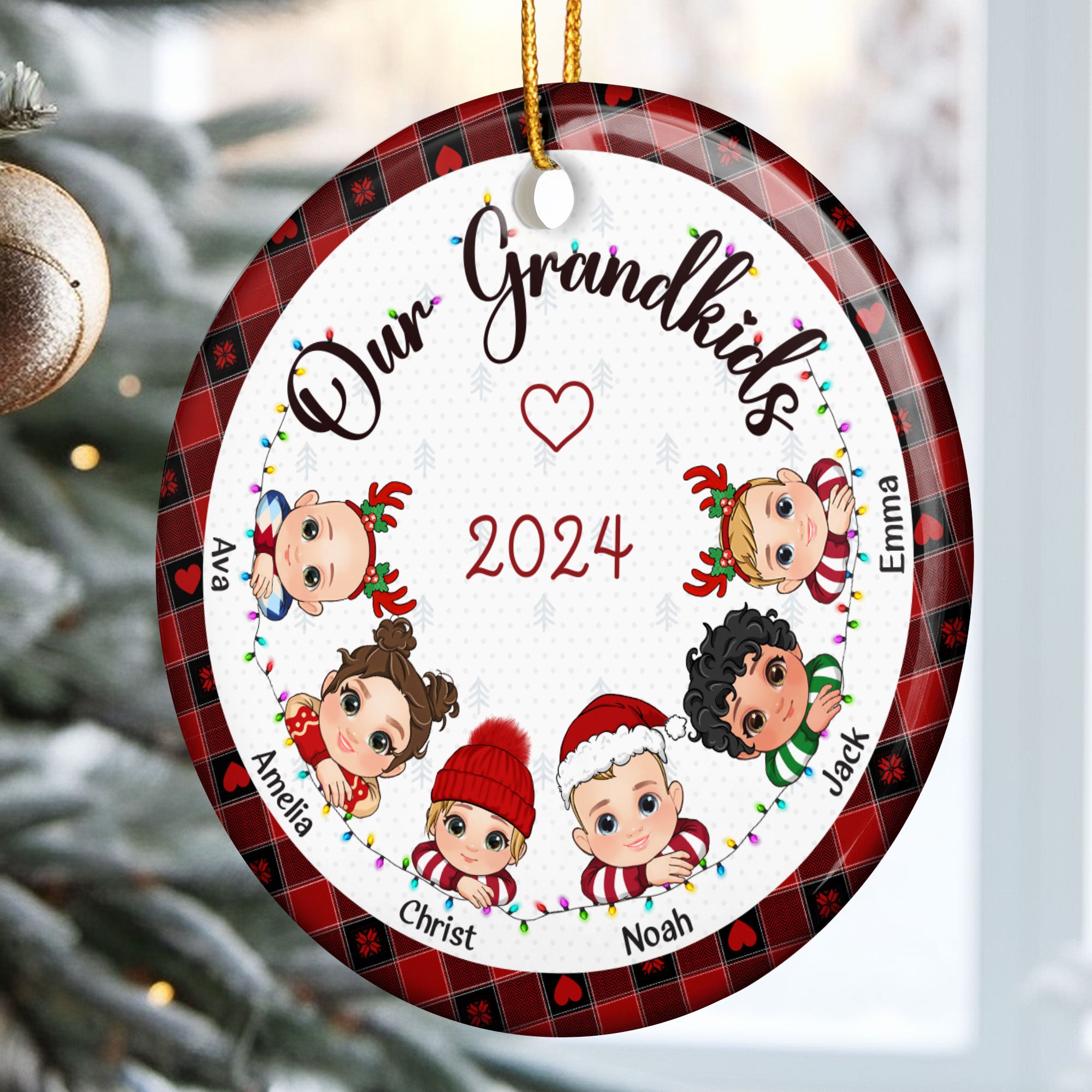 My Grandkids Christmas 2024 - Personalized Ceramic Ornament