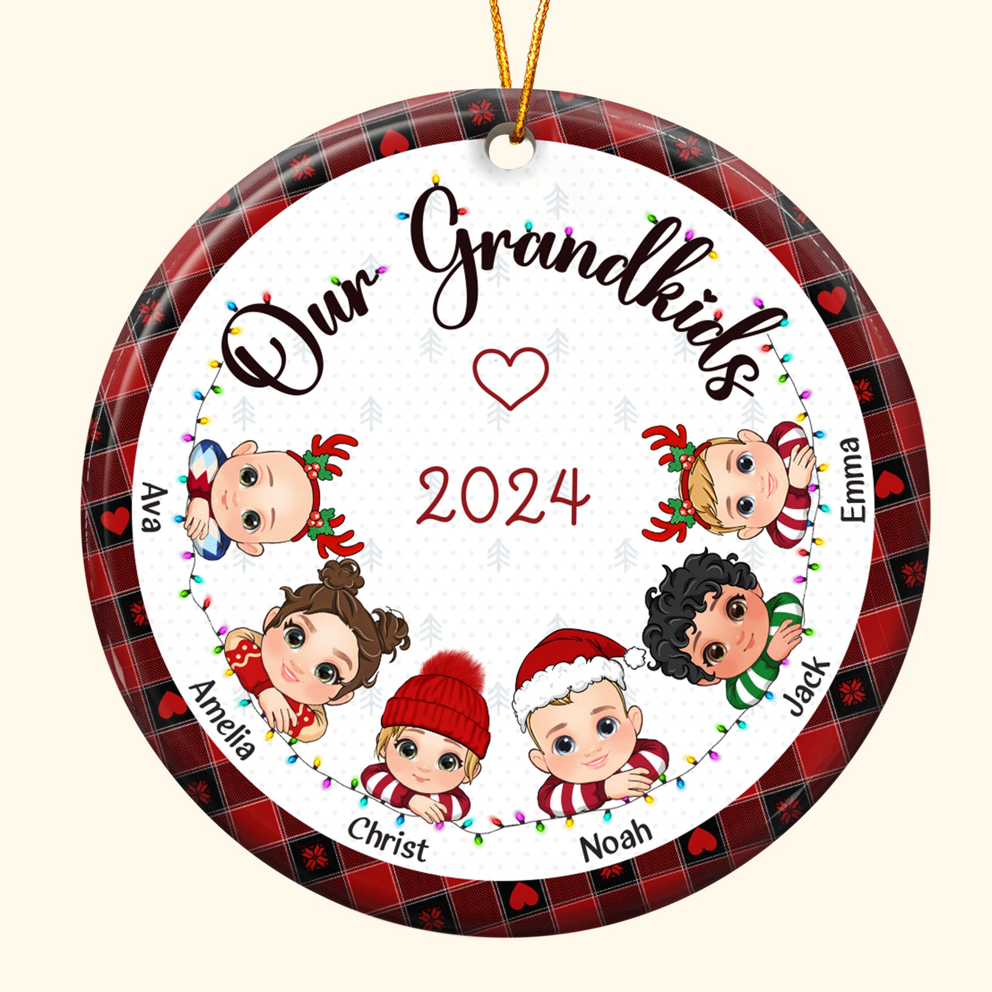 My Grandkids Christmas 2024 - Personalized Ceramic Ornament