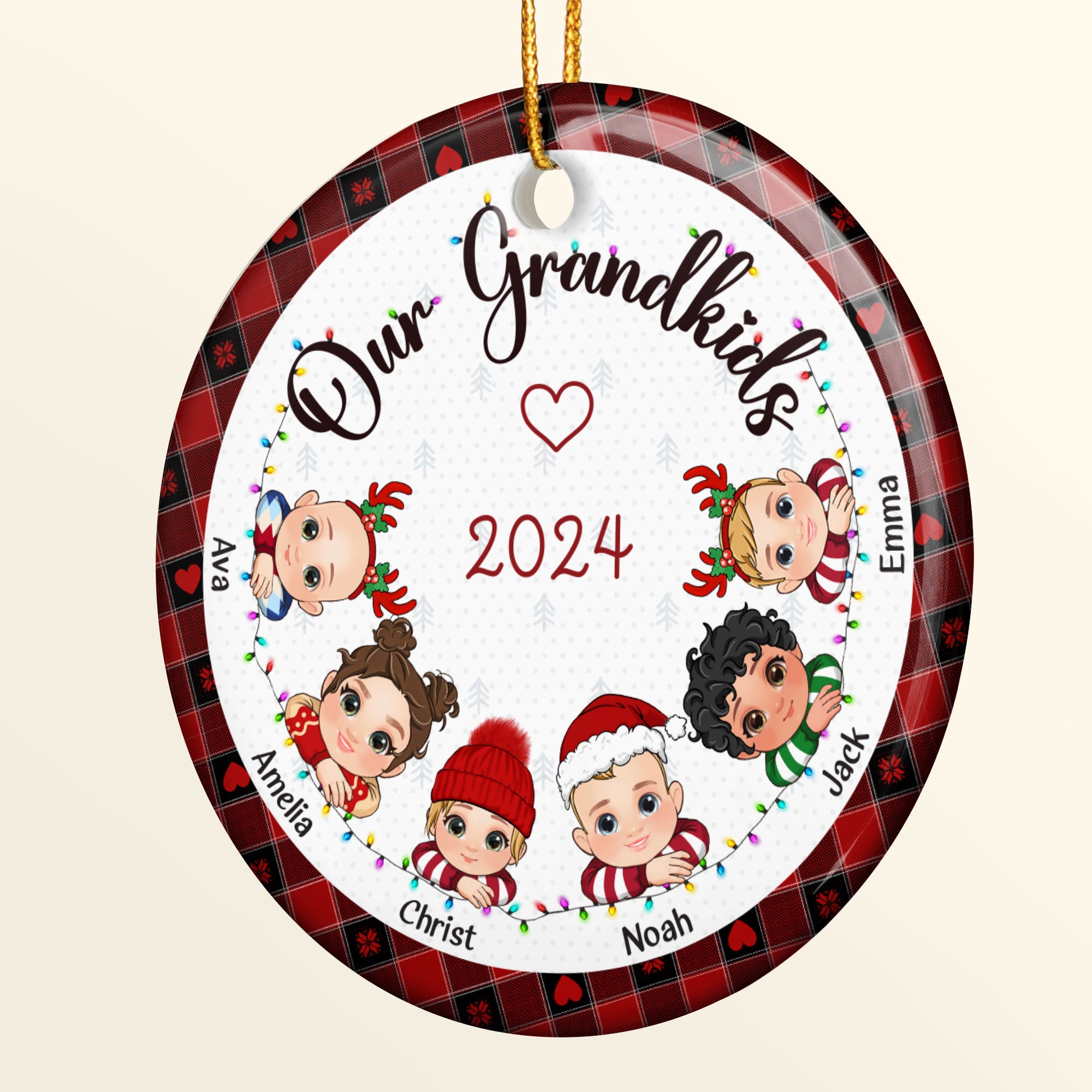 My Grandkids Christmas 2024 - Personalized Ceramic Ornament