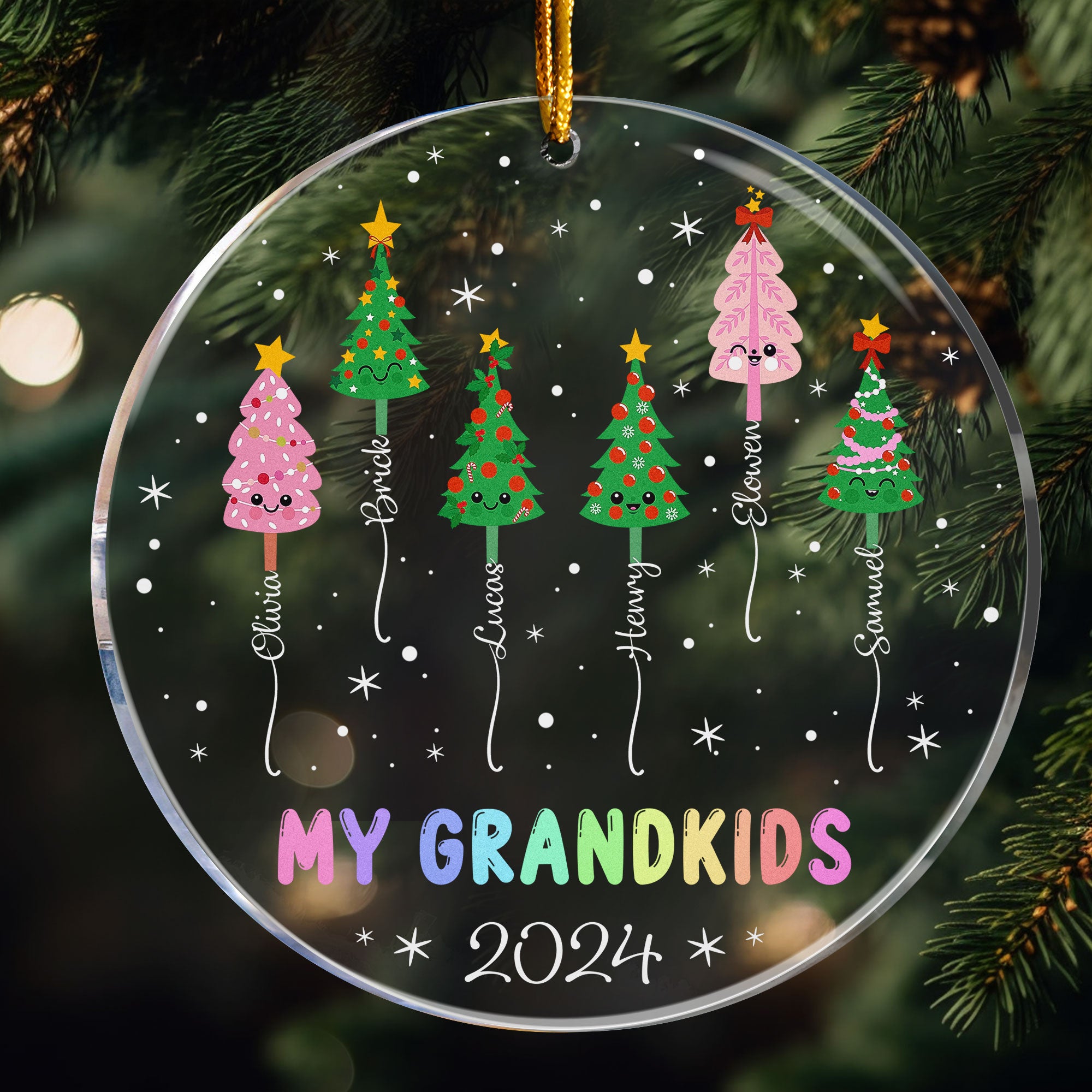 My Grandkids Christmas Tree With Names - Personalized Acrylic Ornament