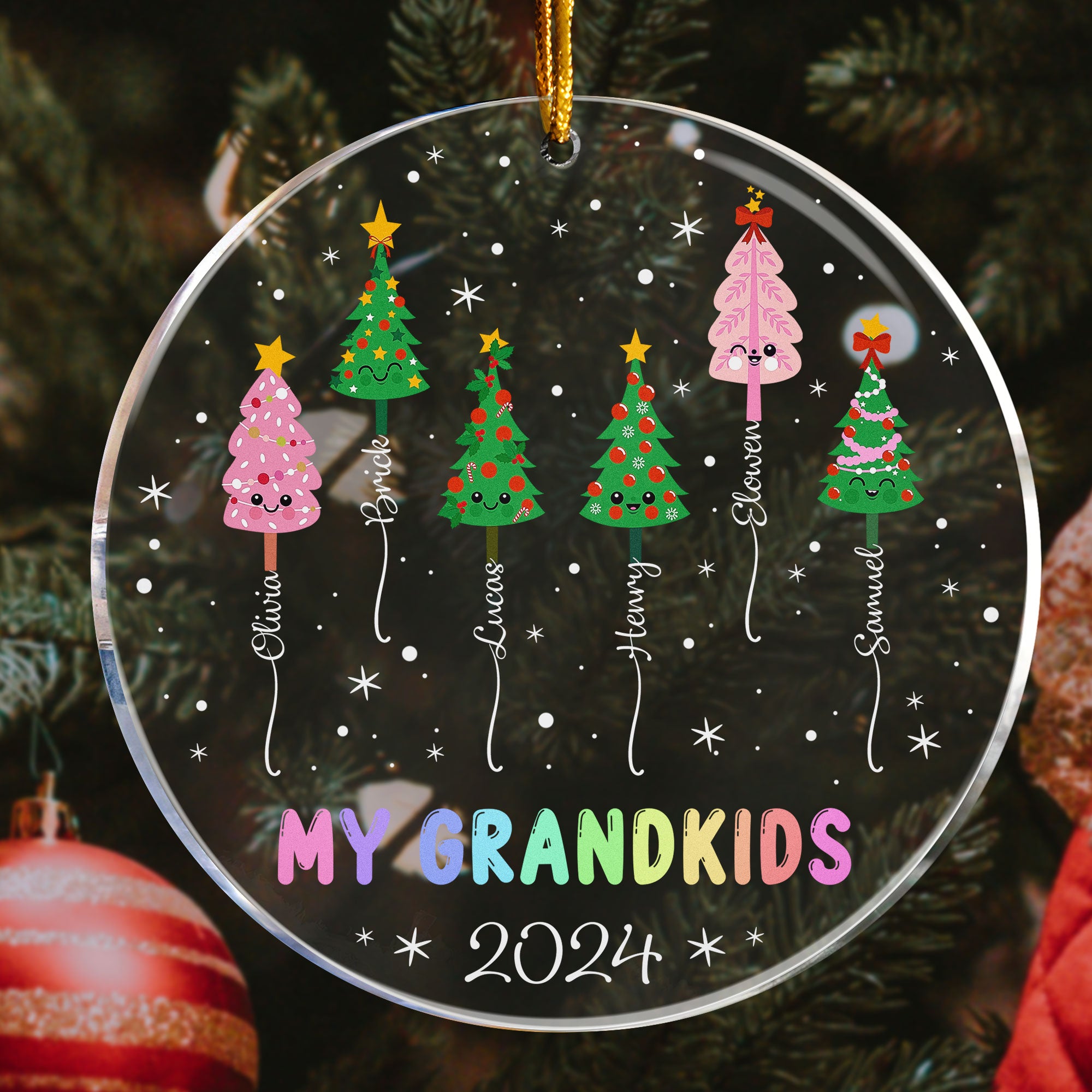 My Grandkids Christmas Tree With Names - Personalized Acrylic Ornament