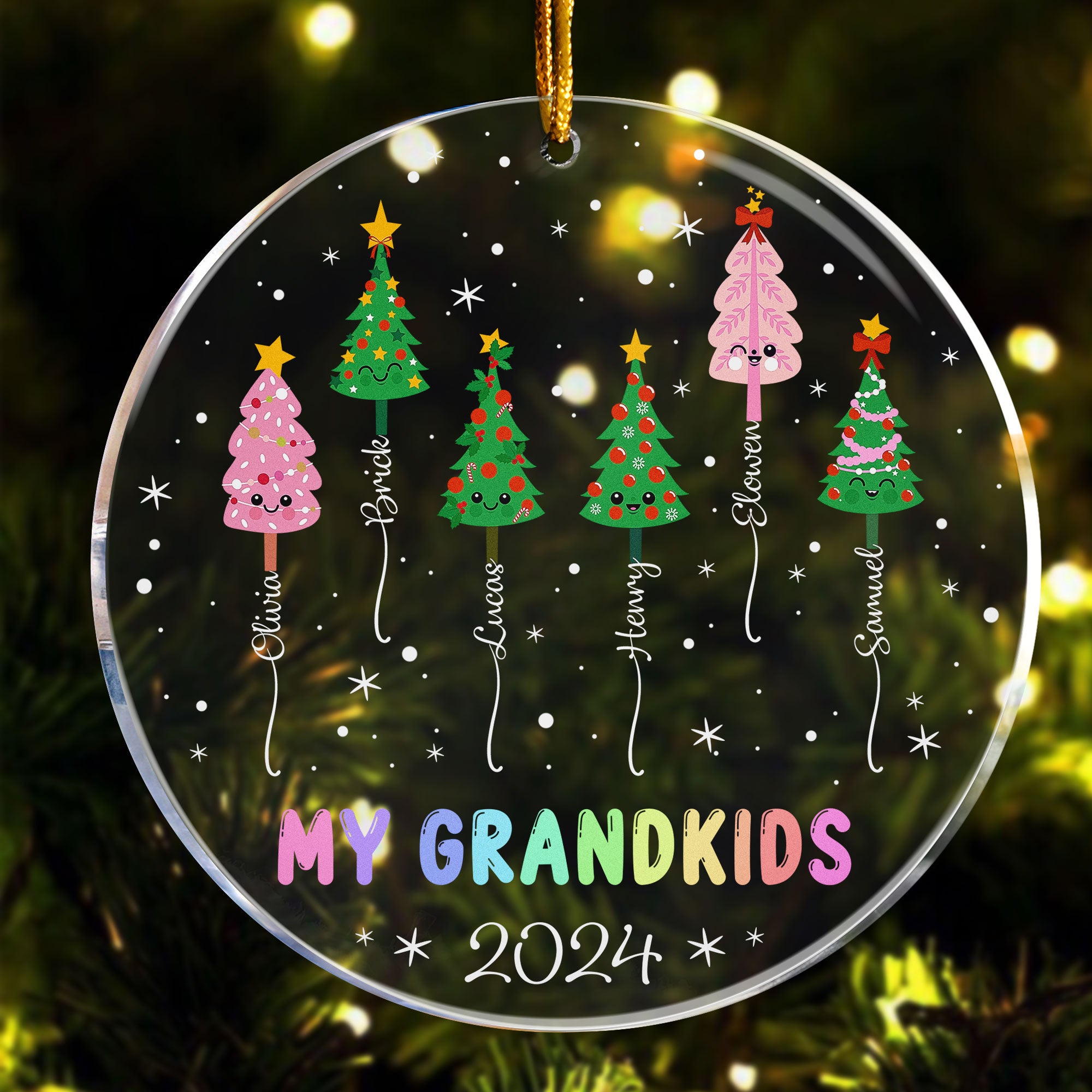 My Grandkids Christmas Tree With Names - Personalized Acrylic Ornament