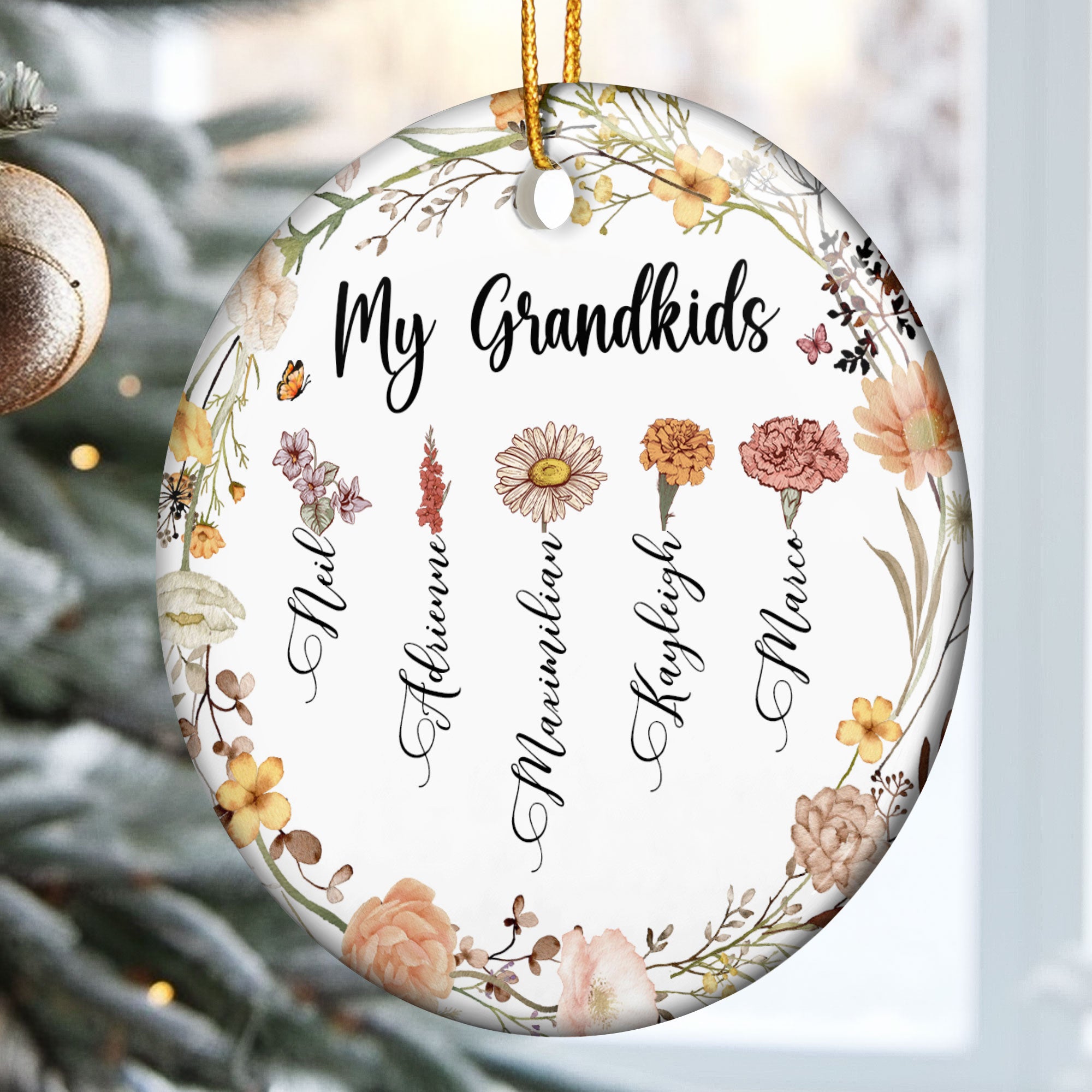 My Grandkids - Flower Version - Personalized Ceramic Ornament