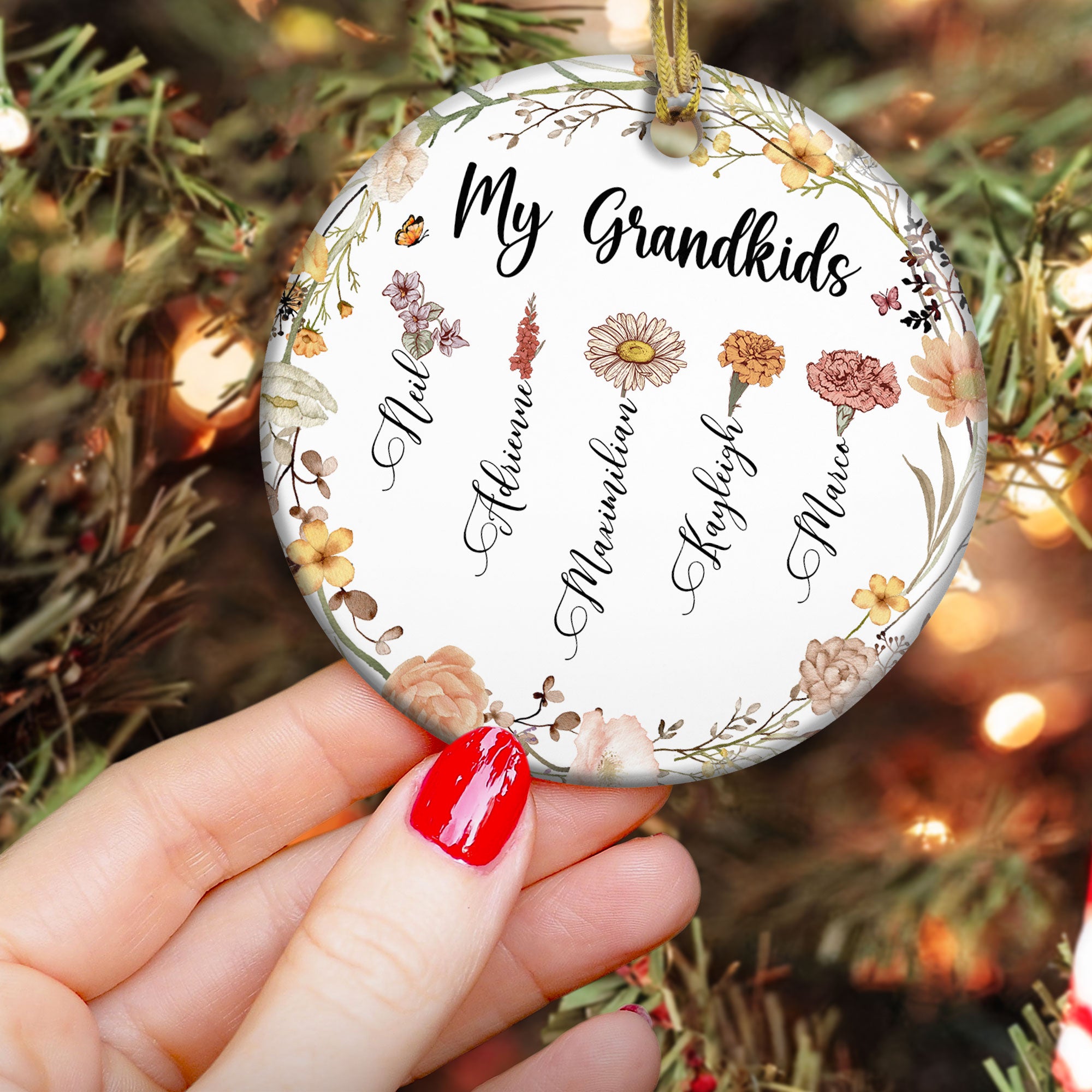 My Grandkids - Flower Version - Personalized Ceramic Ornament