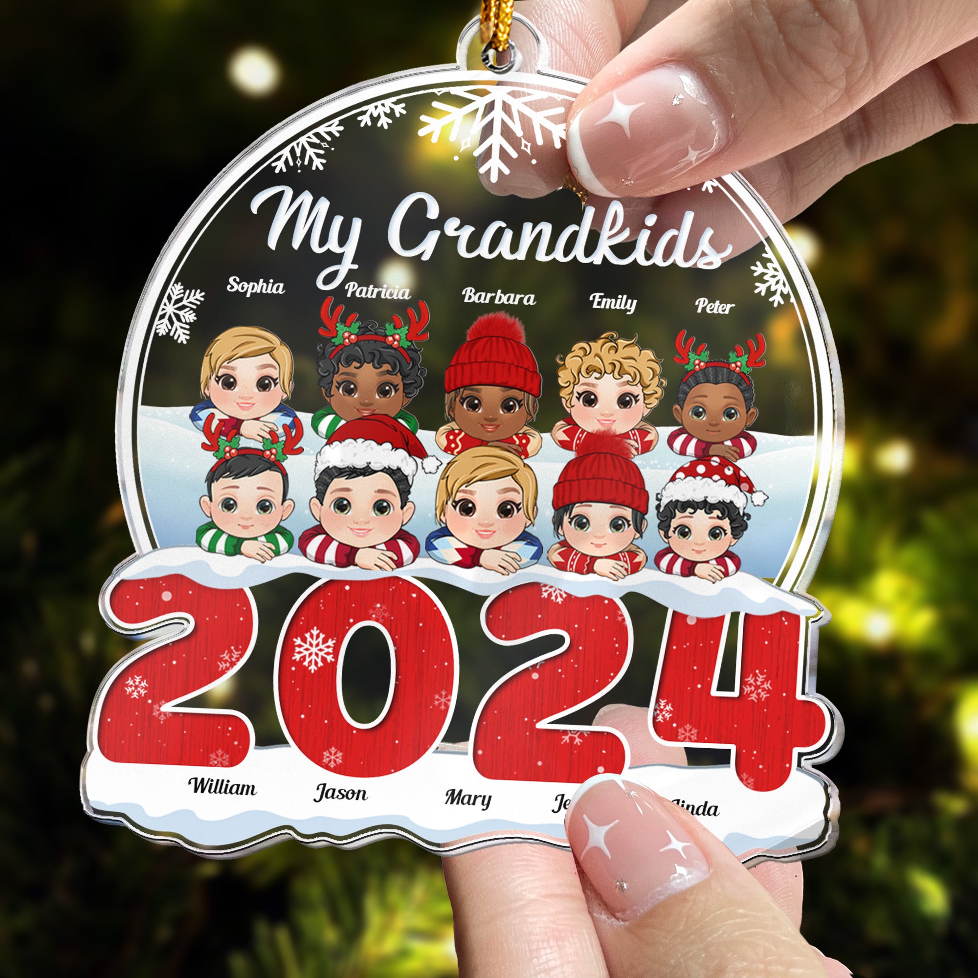 My Grandkids New - Personalized 2024 Shaped Acrylic Ornament