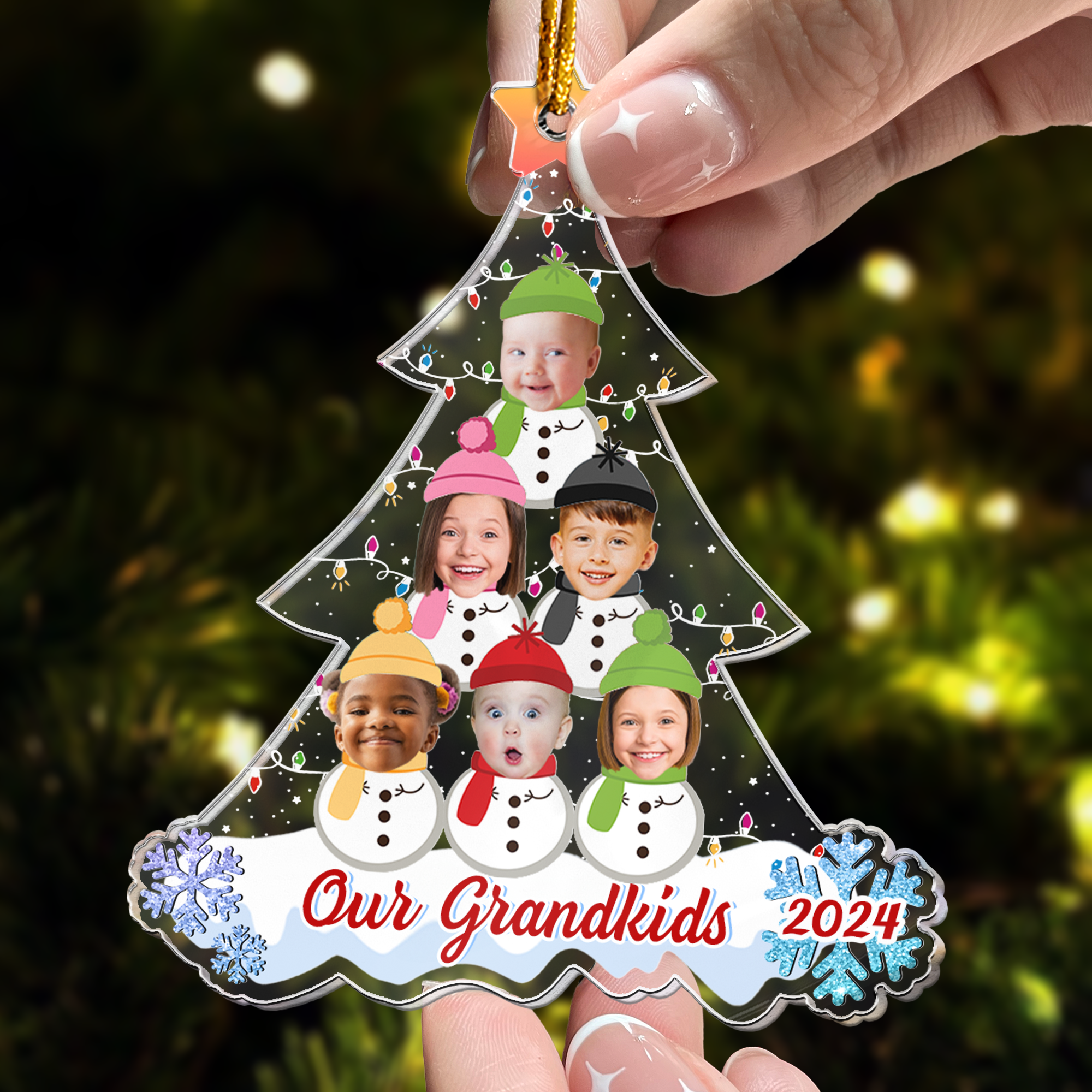 My Grandkids Snowman - Personalized Acrylic Photo Ornament