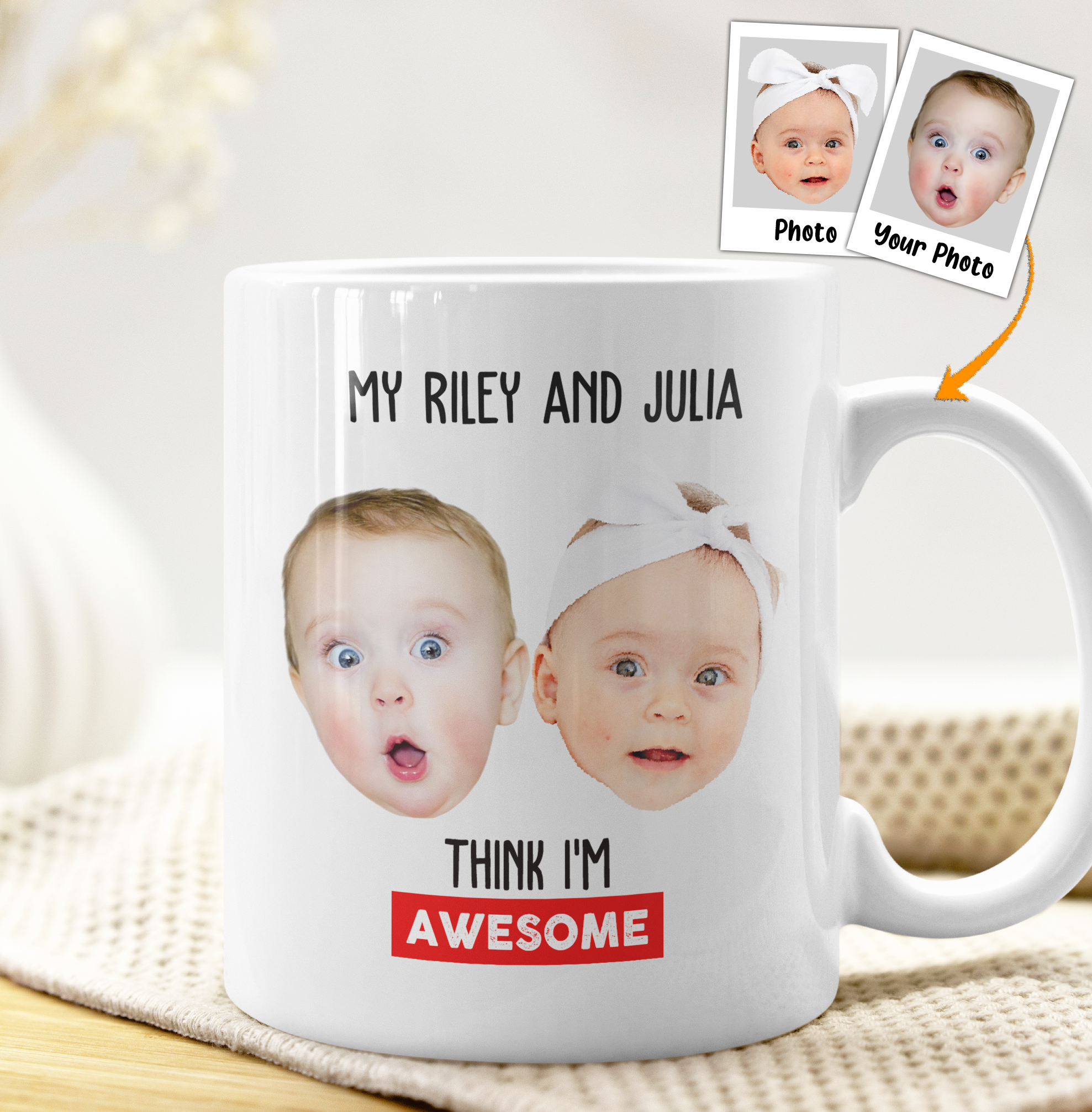 My Kid Thinks I Am Awesome - Personalized Photo Mug