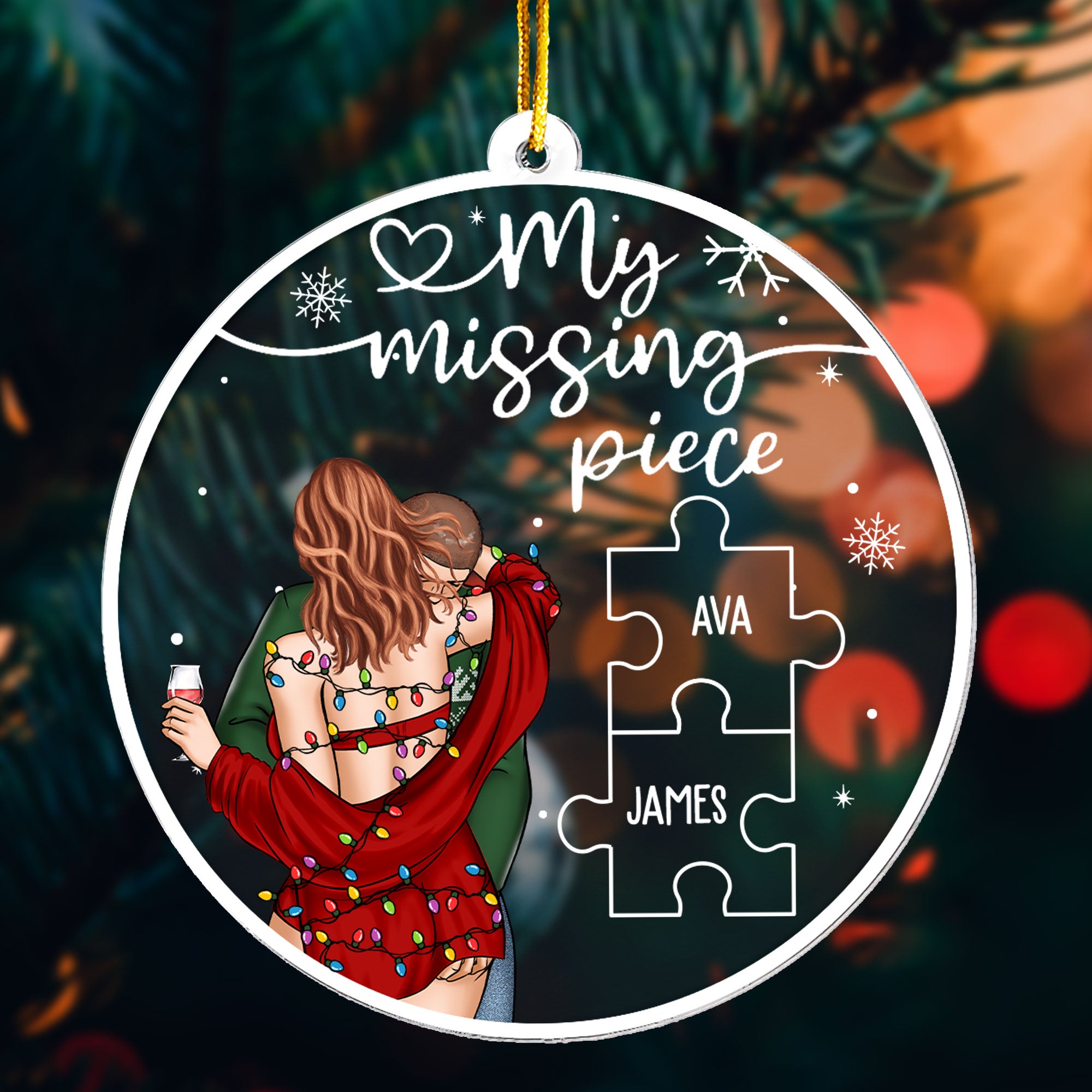 My Missing Piece Christmas Lights - Personalized Acrylic Ornament