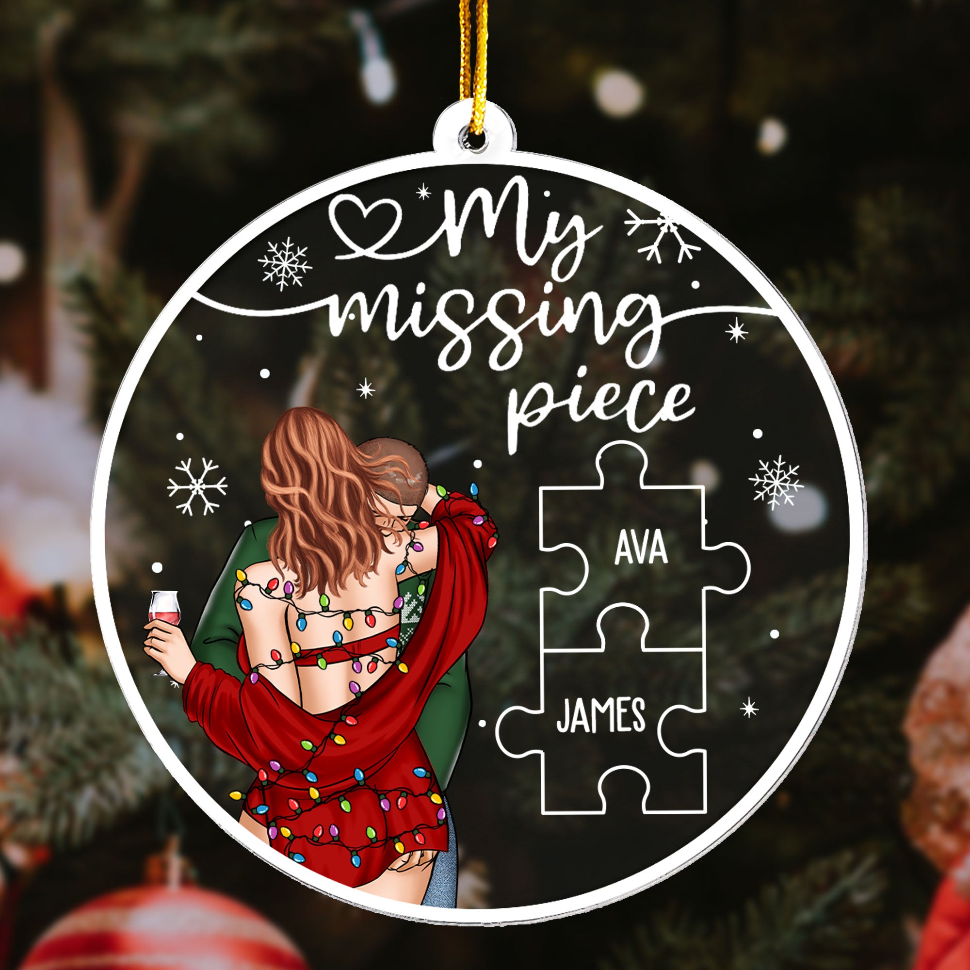 My Missing Piece Christmas Lights - Personalized Acrylic Ornament