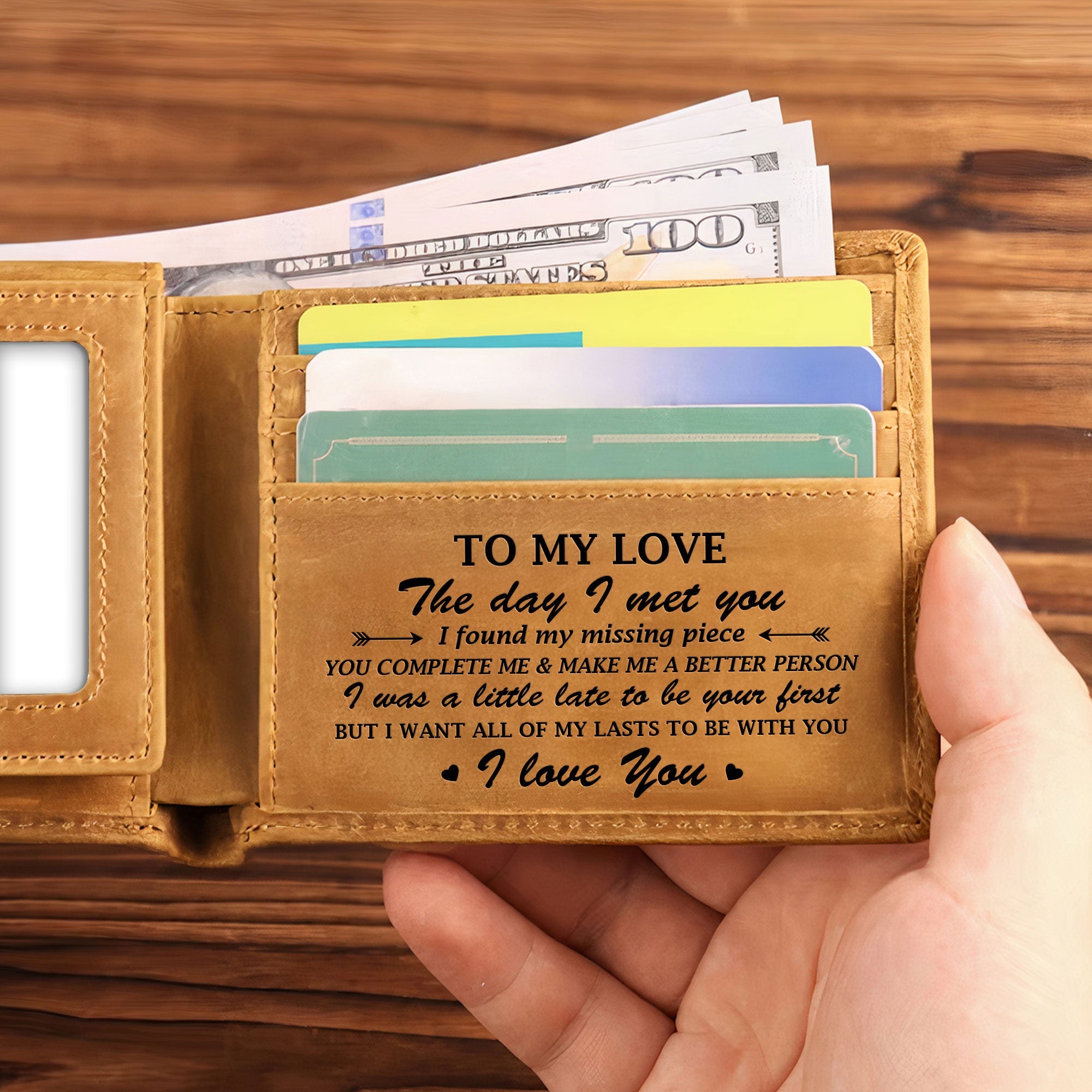 My Missing Piece Couple Hands- Personalized Leather Wallet