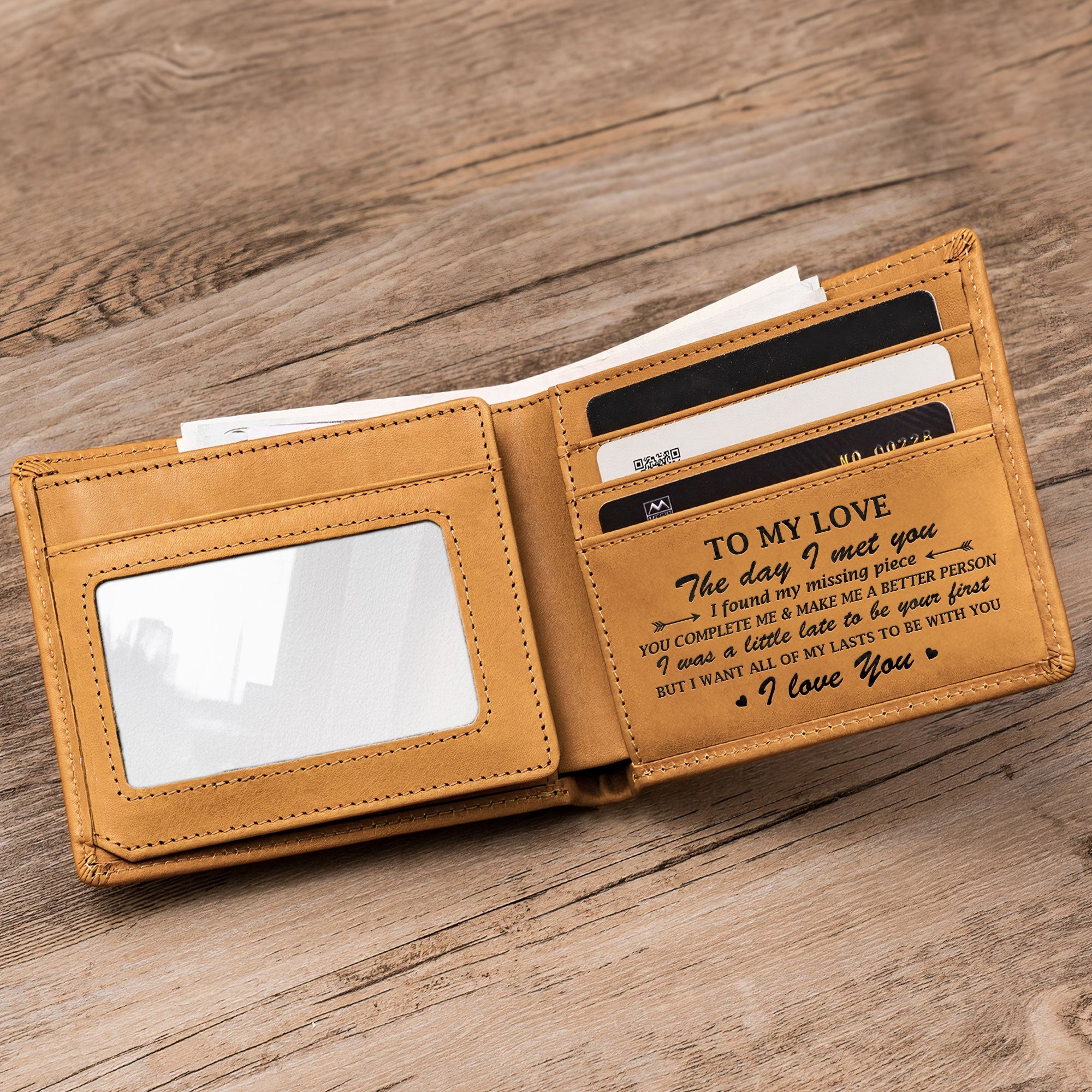 My Missing Piece Couple Hands- Personalized Leather Wallet