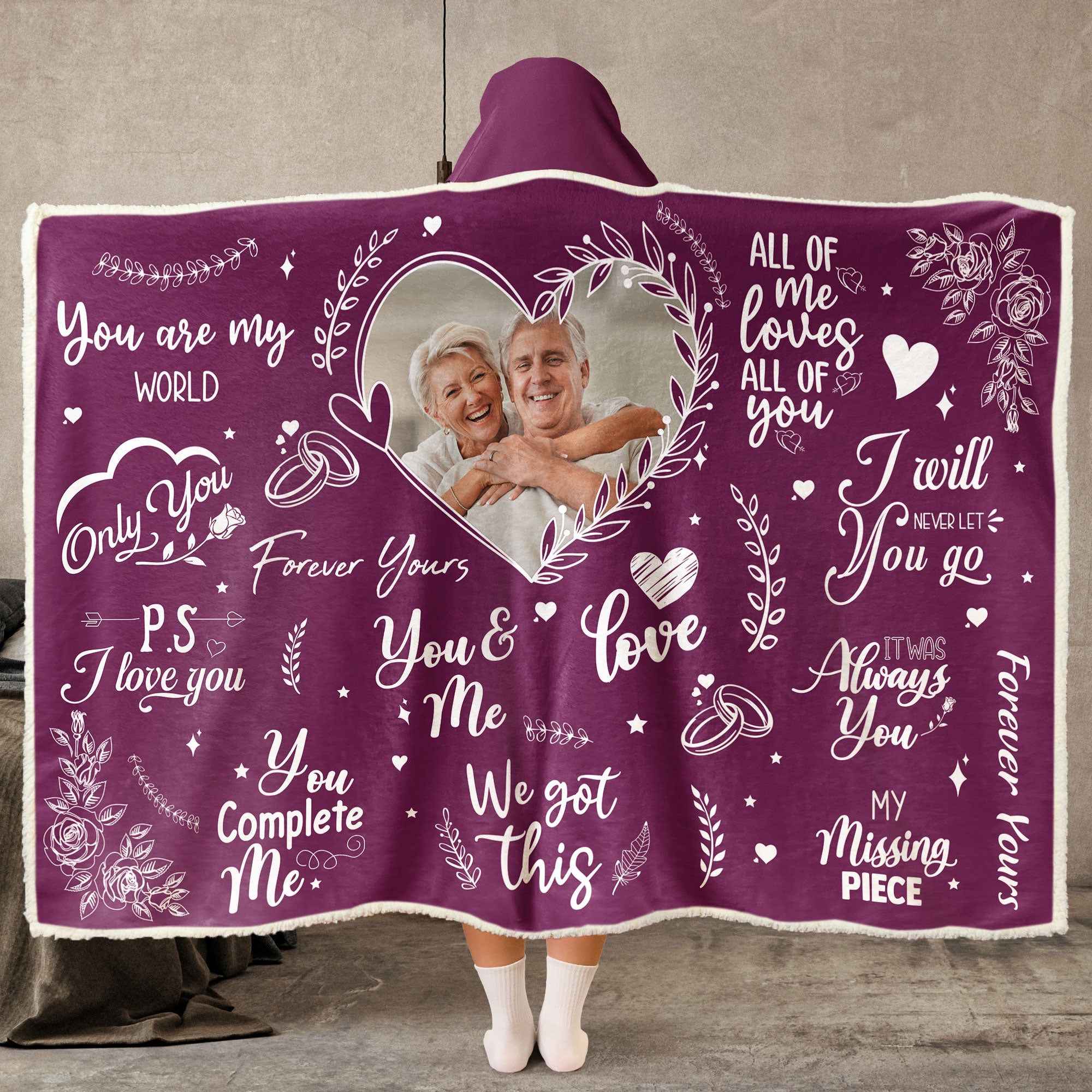 My Missing Piece You Complete Me - Personalized Photo Wearable Blanket Hoodie