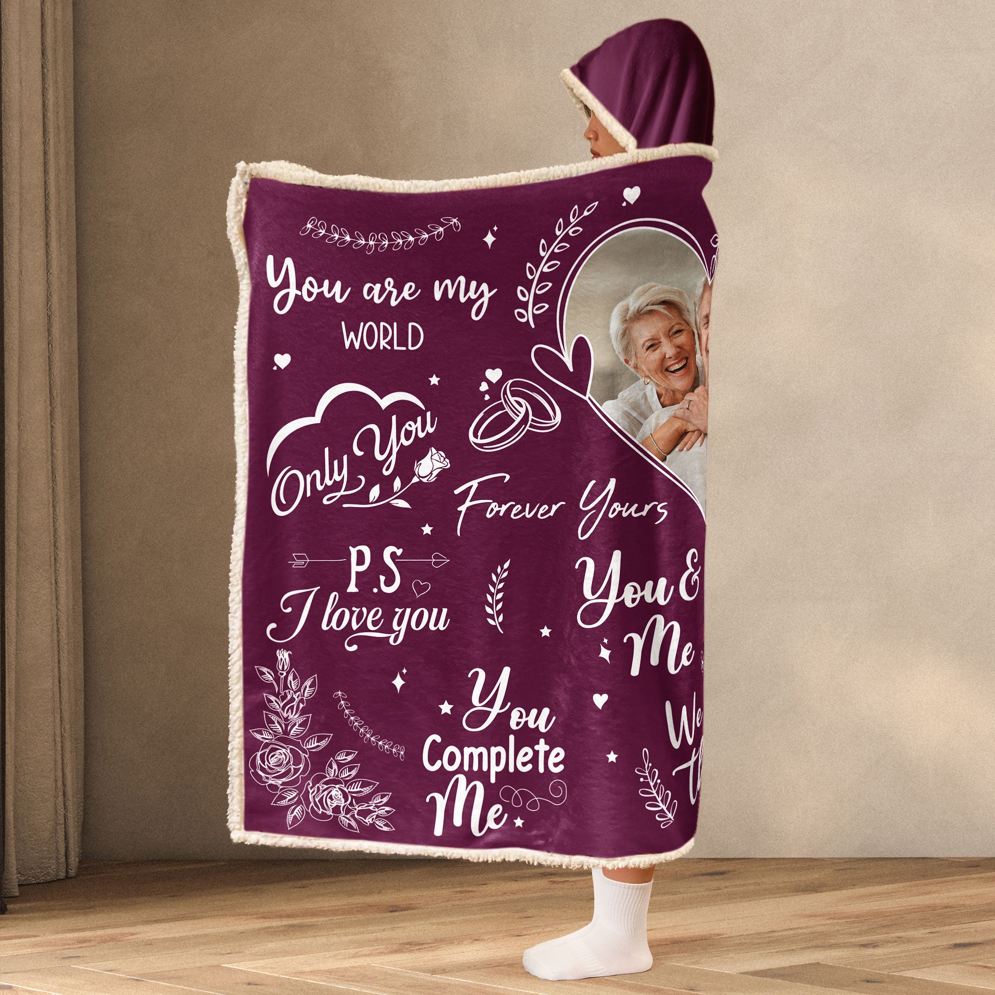 My Missing Piece You Complete Me - Personalized Photo Wearable Blanket Hoodie