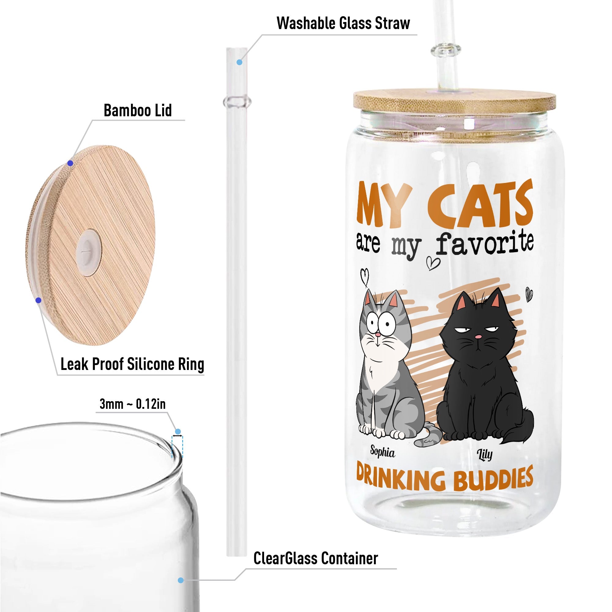 My Pets Are My Favorite Drinking Buddies - Personalized Clear Glass Cup