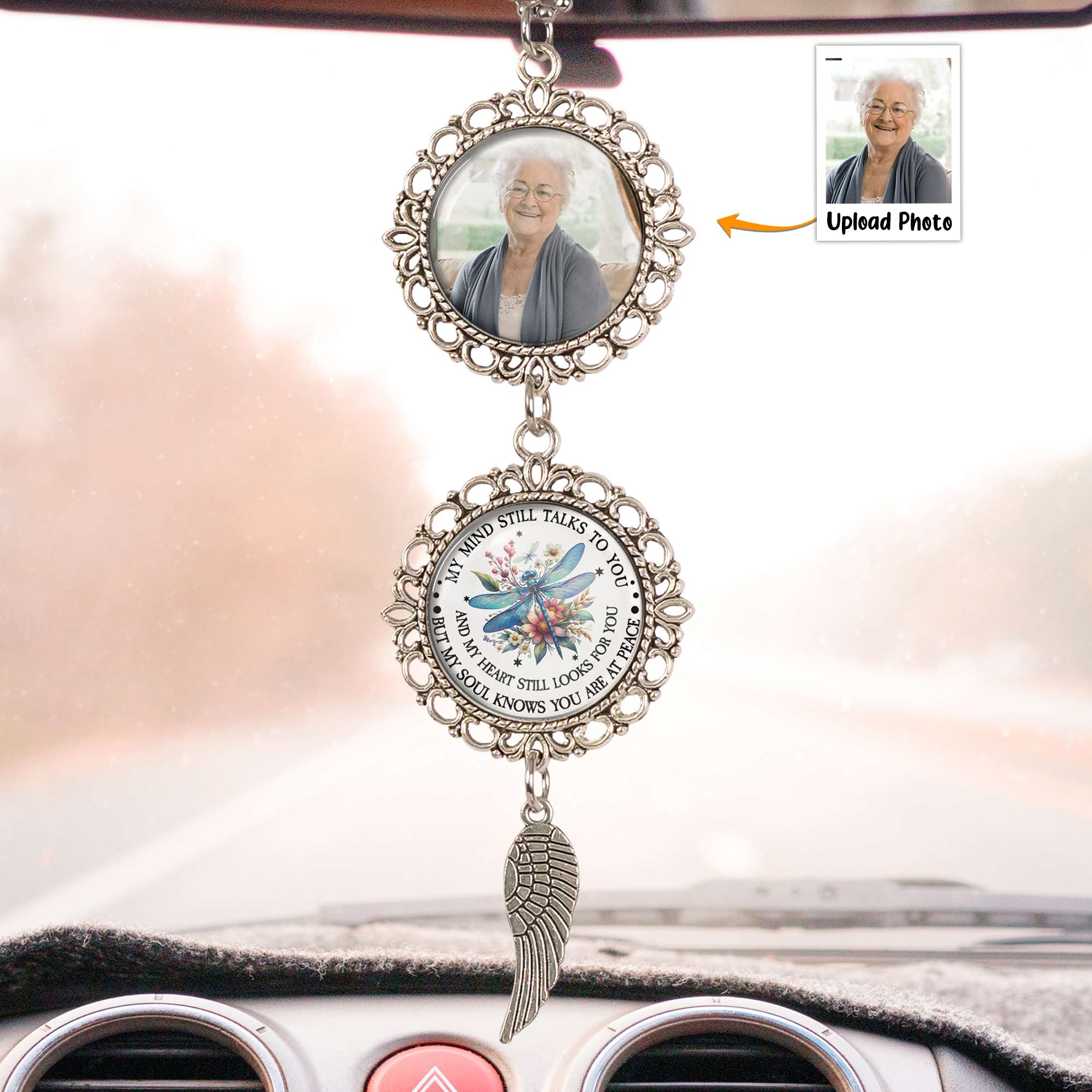 My Soul Knows You Are At Peace - Personalized Photo Car Ornament