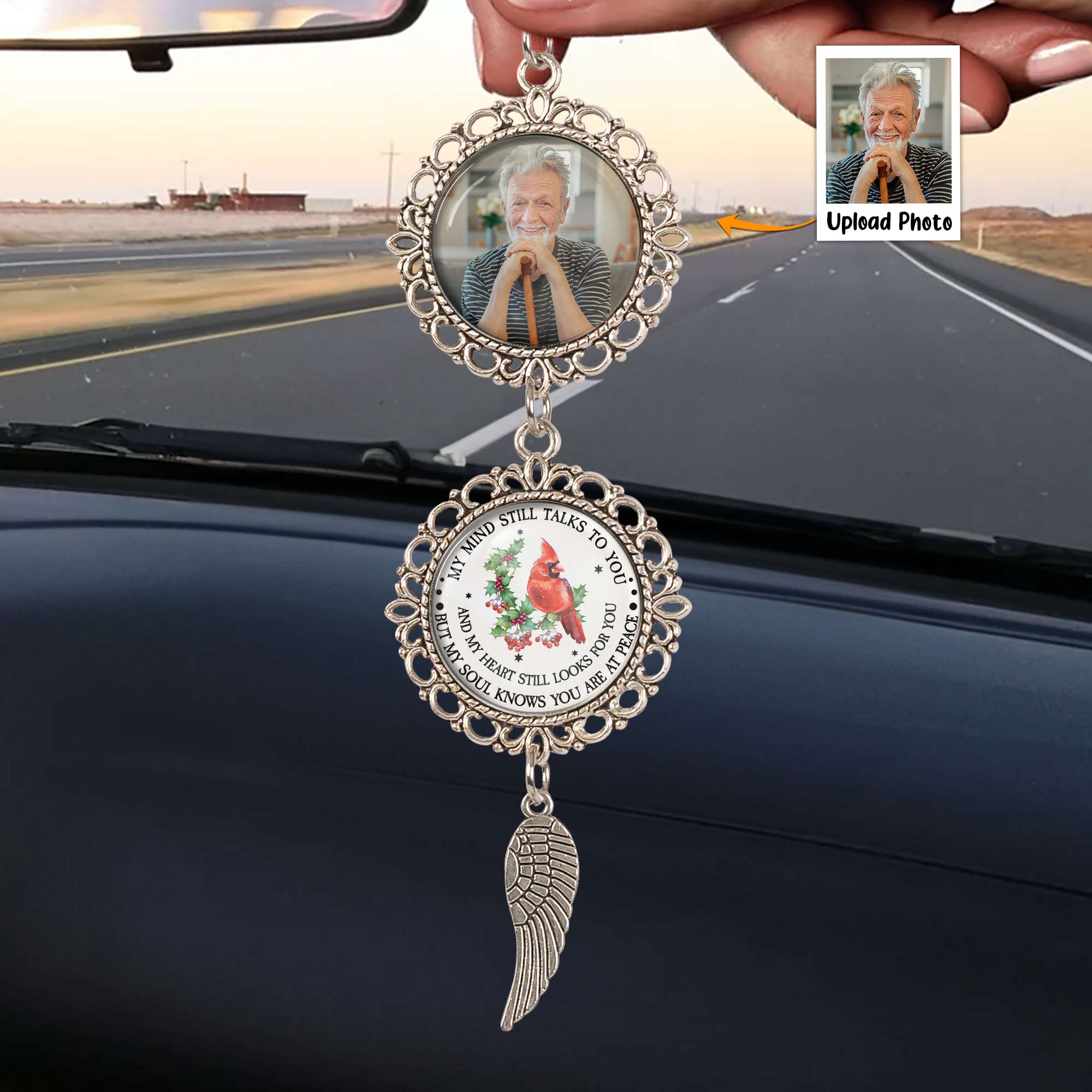 My Soul Knows You Are At Peace - Personalized Photo Car Ornament