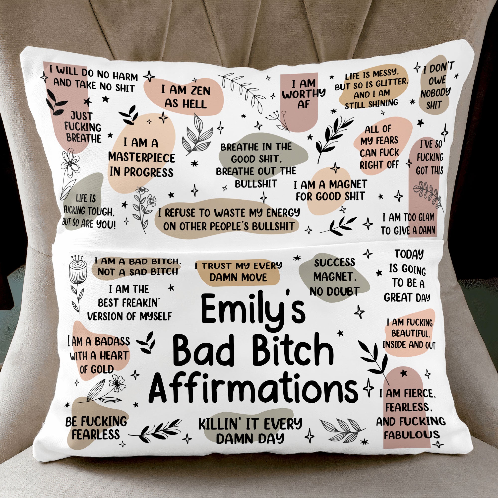 My Swear Affirmations Pillow - Self Gift, Gifts For Daughter, Friends - Personalized Pocket Pillow (Insert Included)