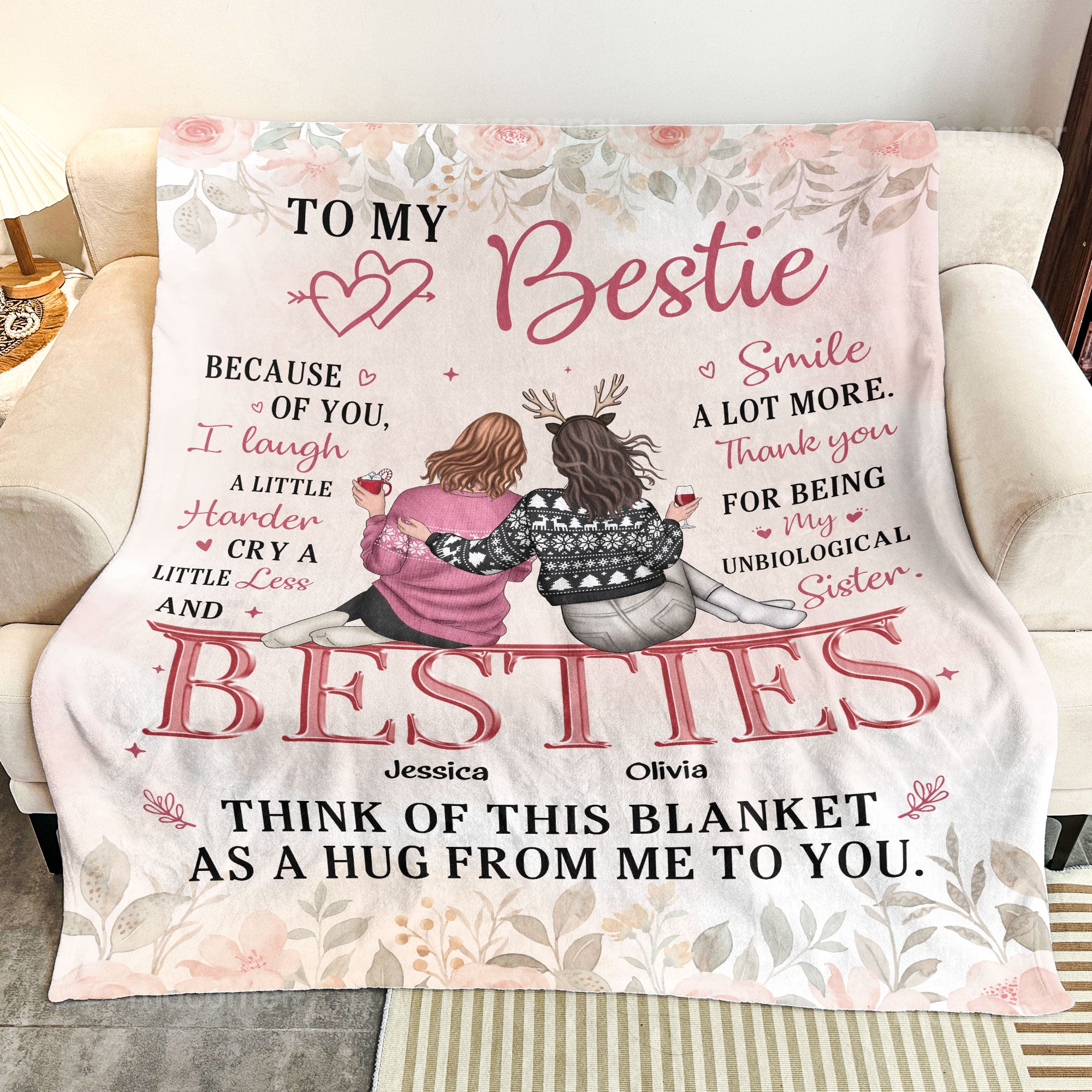 My Unbiological Sister Think Of This Blanket As A Hug - Personalized Blanket