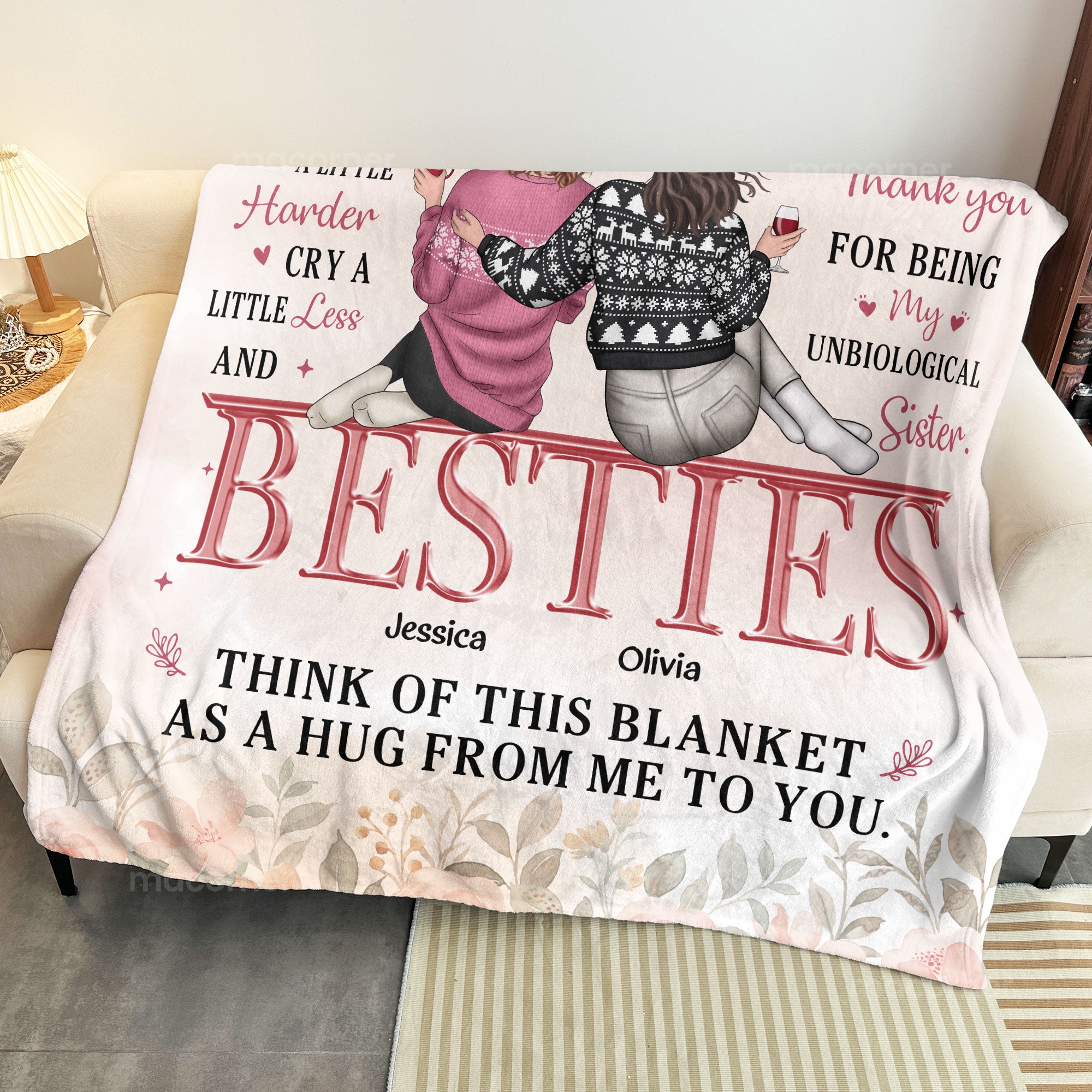 My Unbiological Sister Think Of This Blanket As A Hug - Personalized Blanket